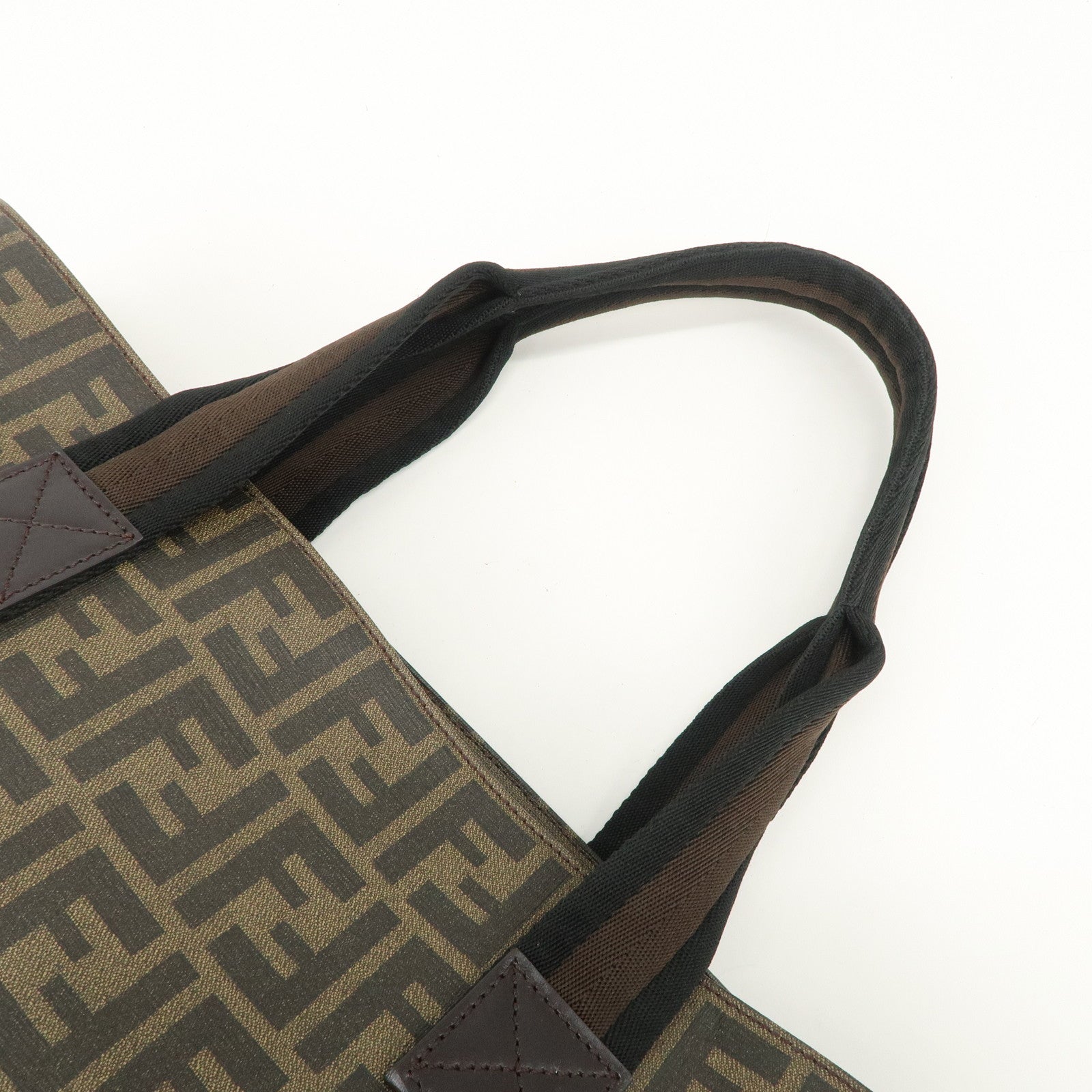 FENDI Zucca PVC Canvas Tote Bag Shoulder Bag Black Brown 7VA271