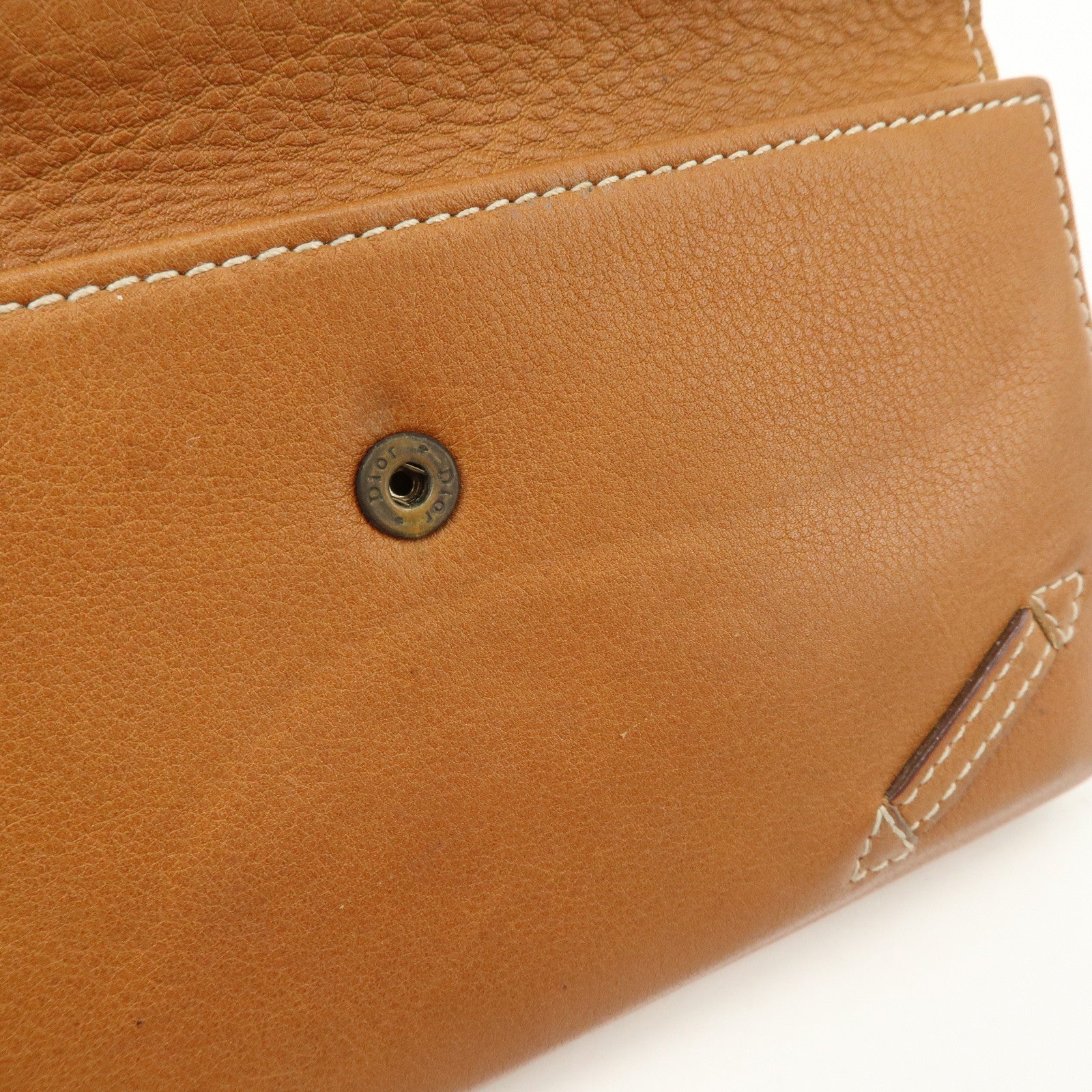 Christian Dior Leather Saddle Long Bi-fold Wallet Brown