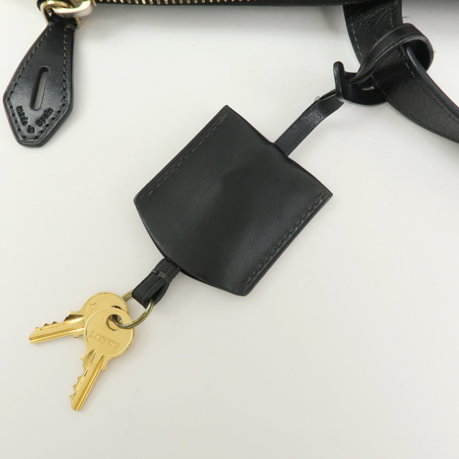 LOEWE Anagram PVC Canvas Leather Tote Bag Hand Bag Black