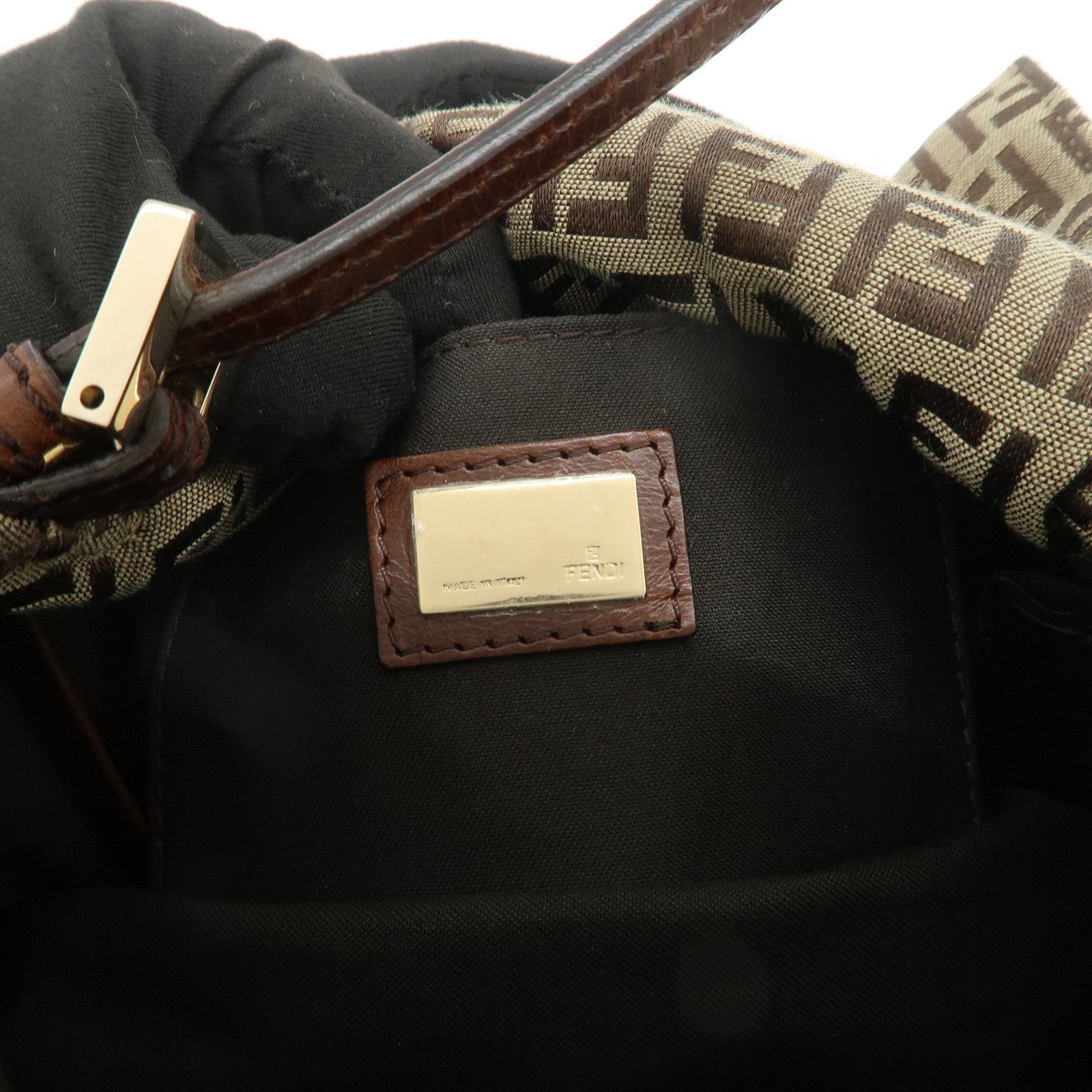 FENDI Mamma Baguette Zucchino Canvas Shoulder Bag Beige 8BR180