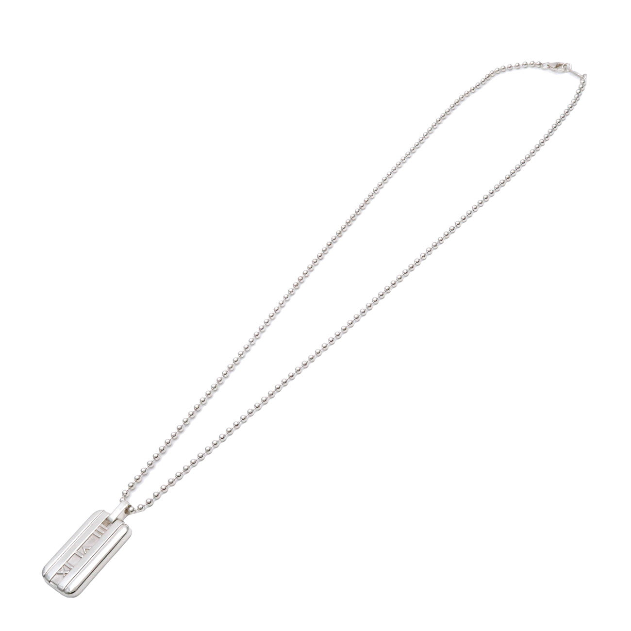 Tiffany & Co Atlas Plate Ball Chain Necklace SV925 Silver