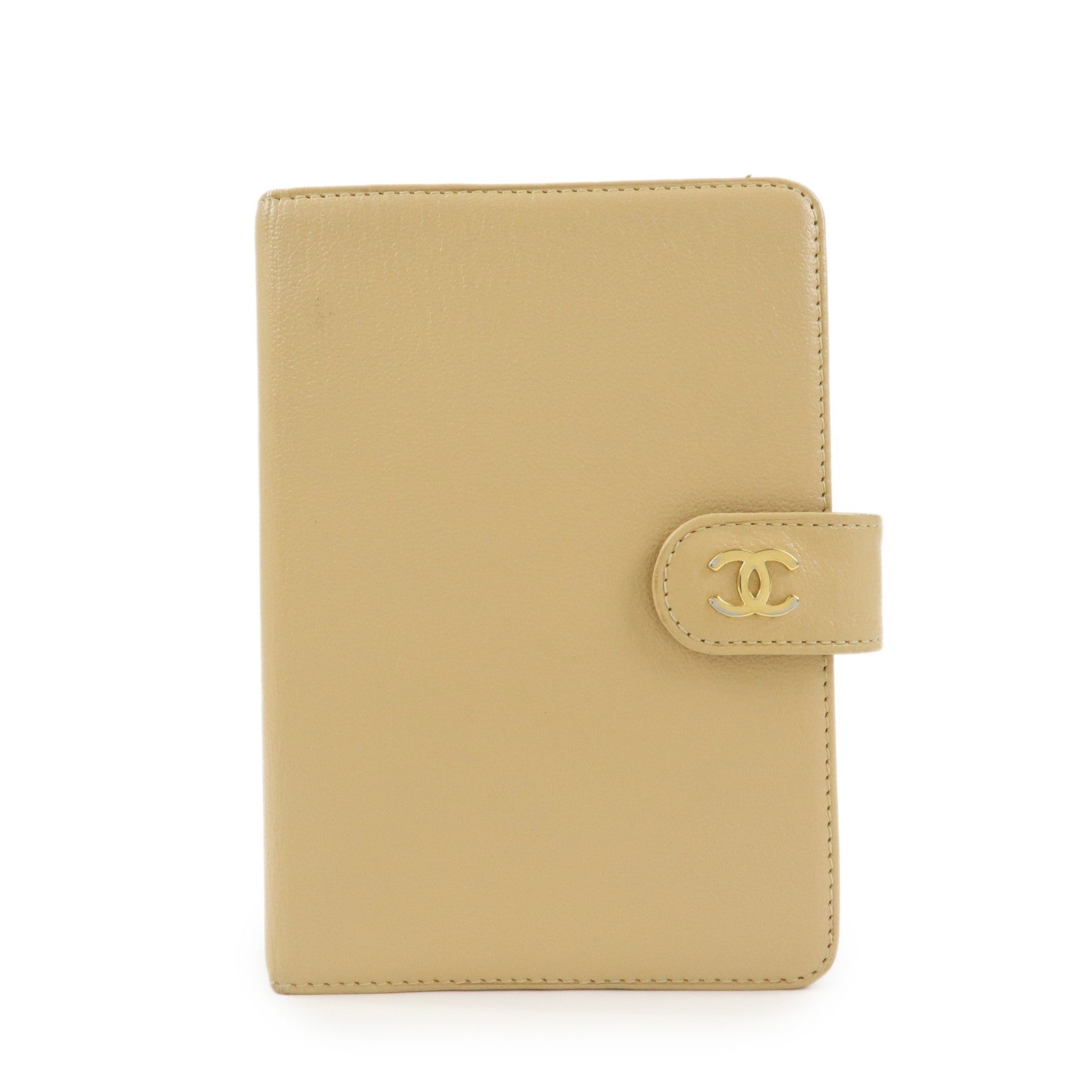 CHANEL COCO Mark Calf Skin Agenda Cover Planner Cover Beige