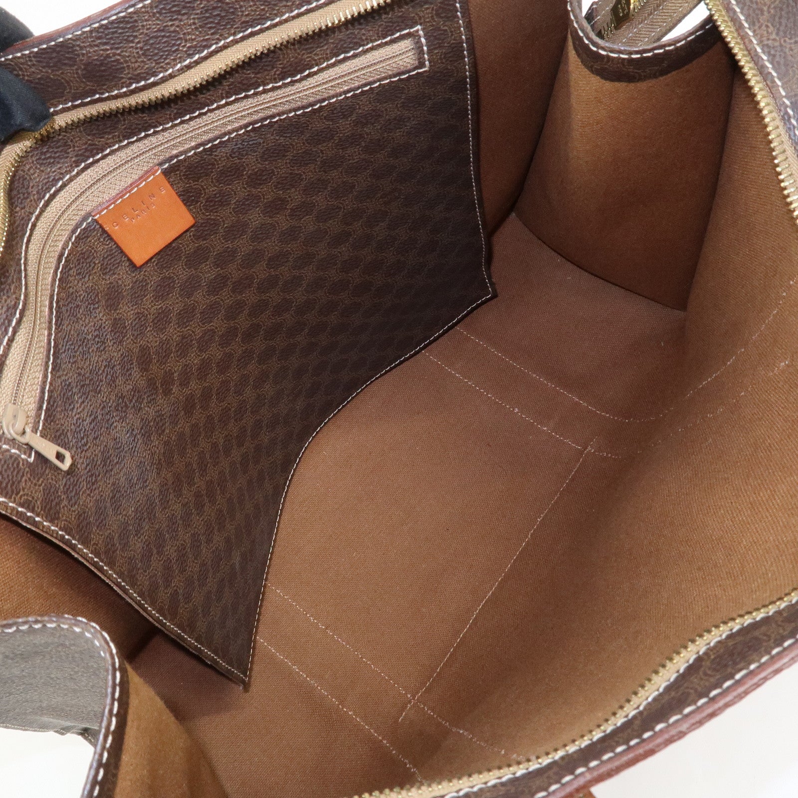 CELINE Macadam PVC Canvas Leather Tote Bag Shoulder Bag Brown