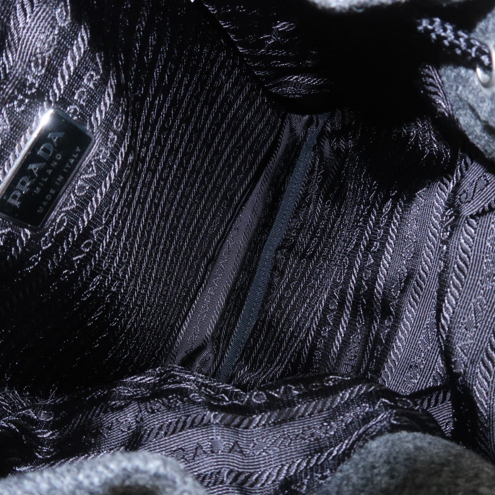 PRADA Triangle Logo Wool Canvas Backpack Rucksack Gray V203R