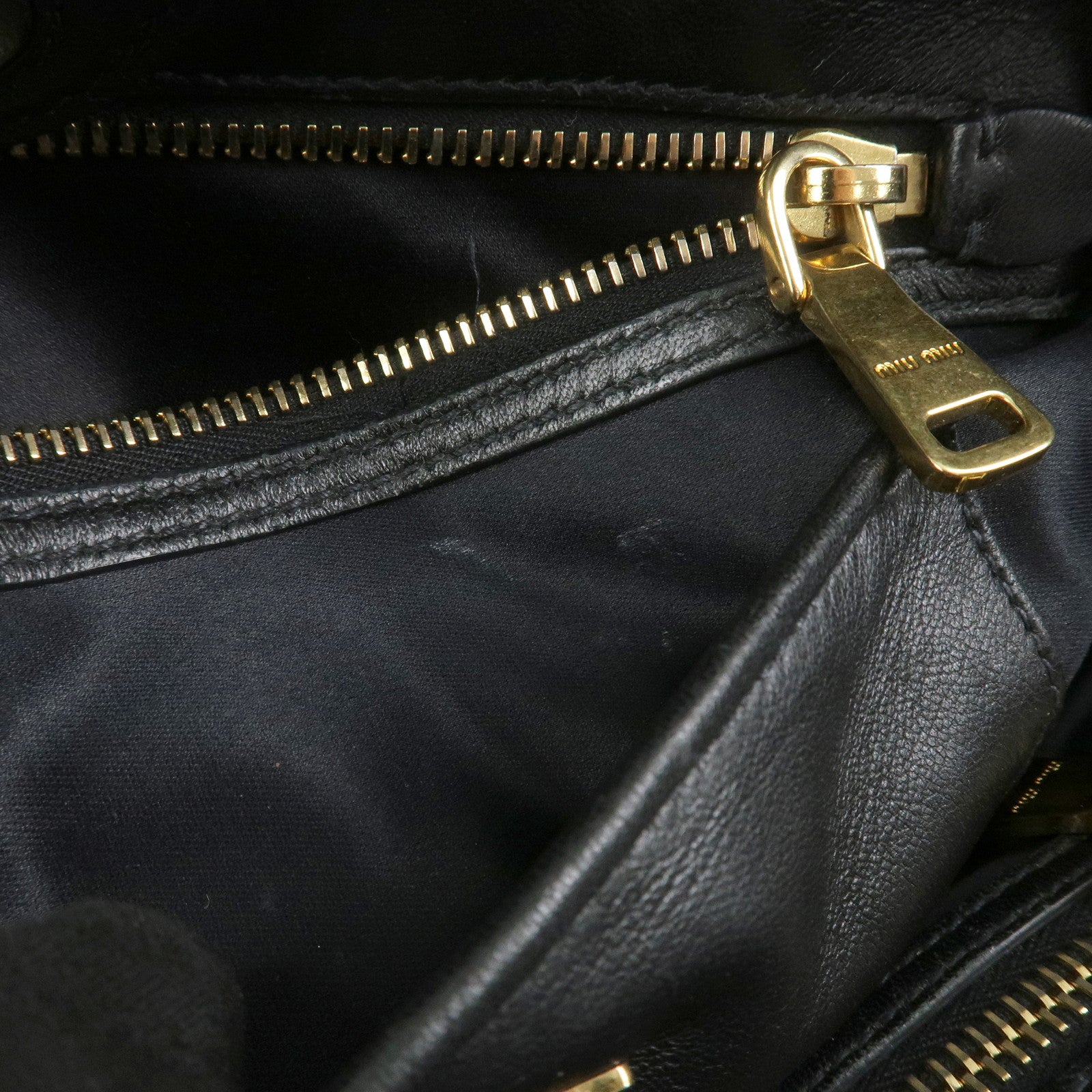 MIU MIU Matelasse Leather 2Way Bag Hand Bag Black RN1069