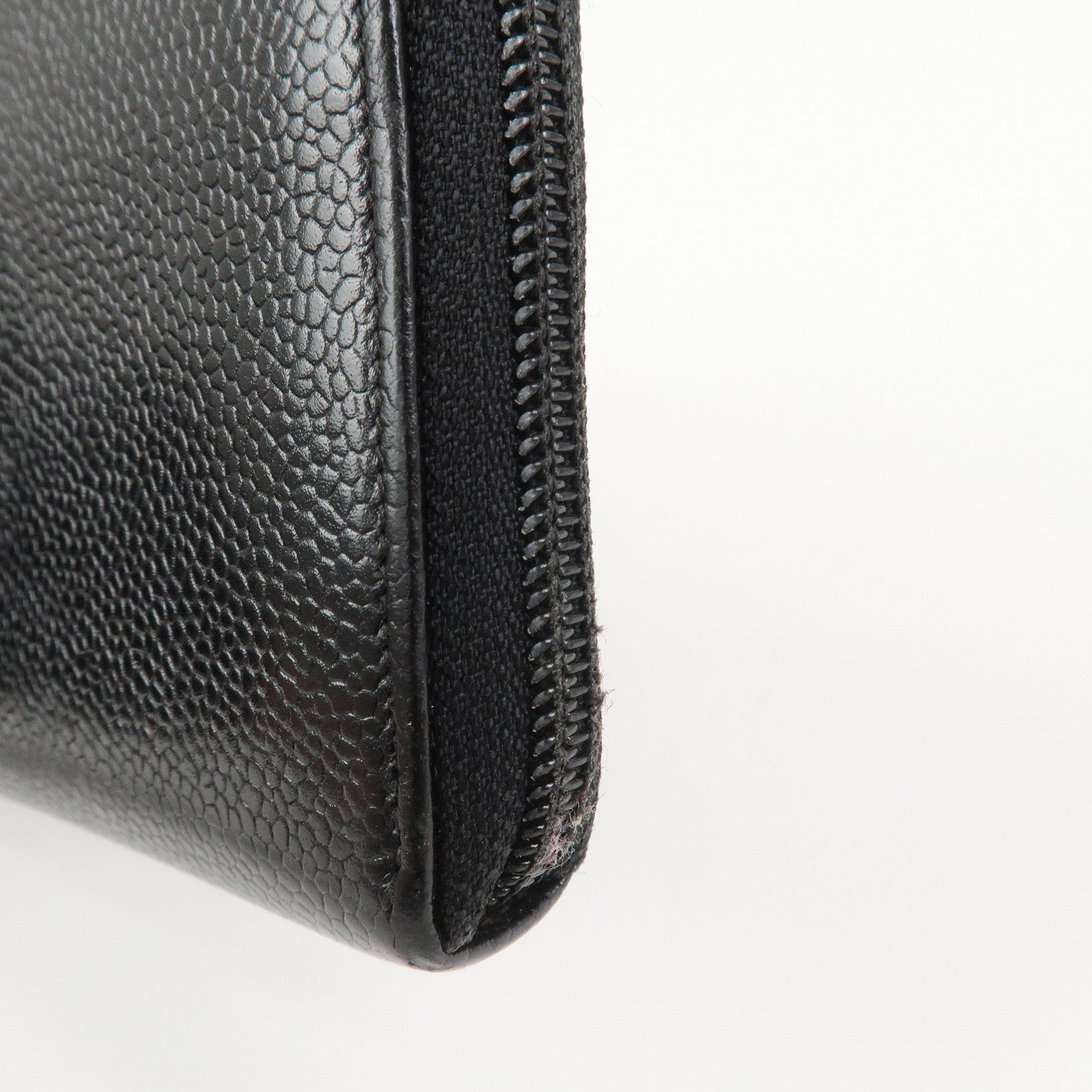 CHANEL COCO Mark Caviarskin Round Zippy Long Wallet Black A13228
