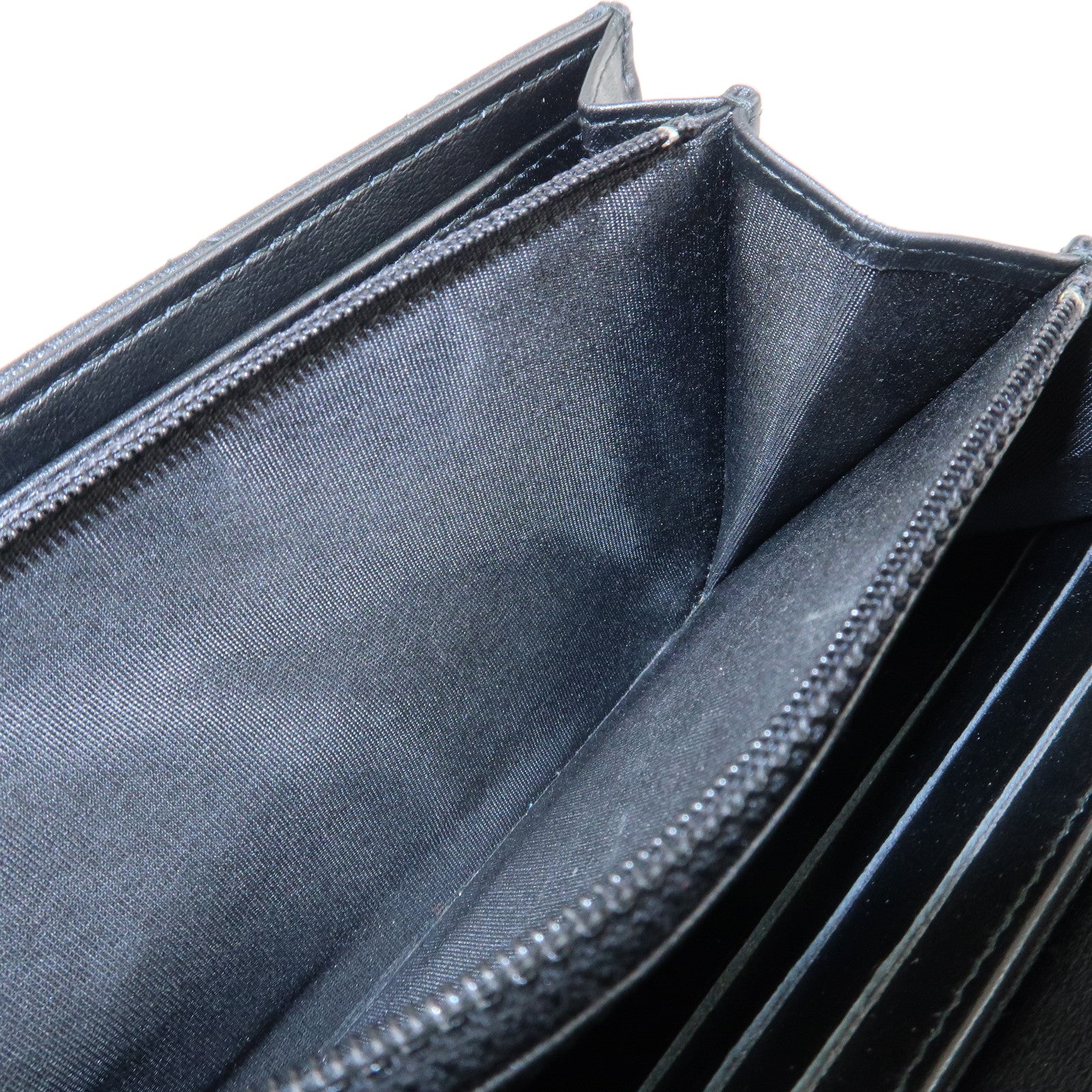 CHANEL Matelasse Caviar Skin CC Filigree Long Wallet Black A84448 Used