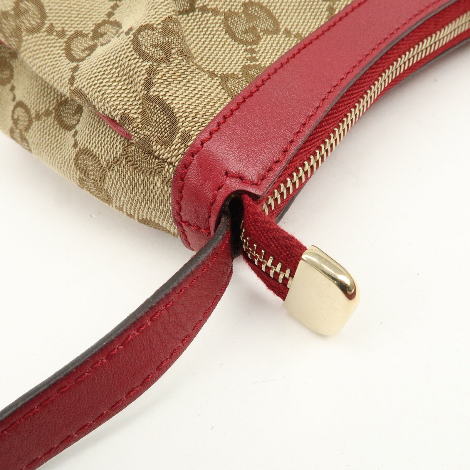 GUCCI Lovely Heart GG Monogram Canvas Leather Hand Bag Brown 245938