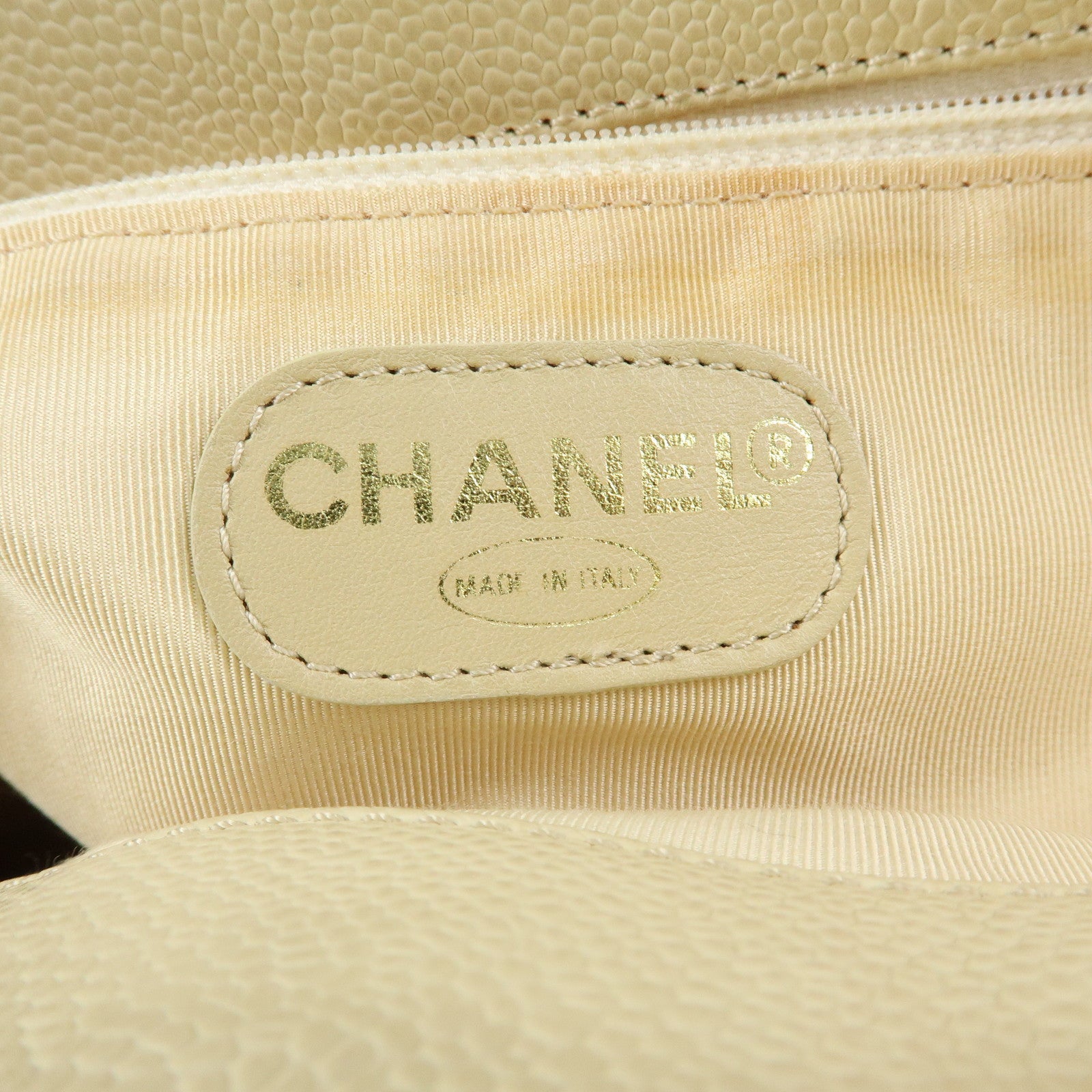 CHANEL COCO Mark Caviarskin Shoulder Bag Tote Bag Ivory