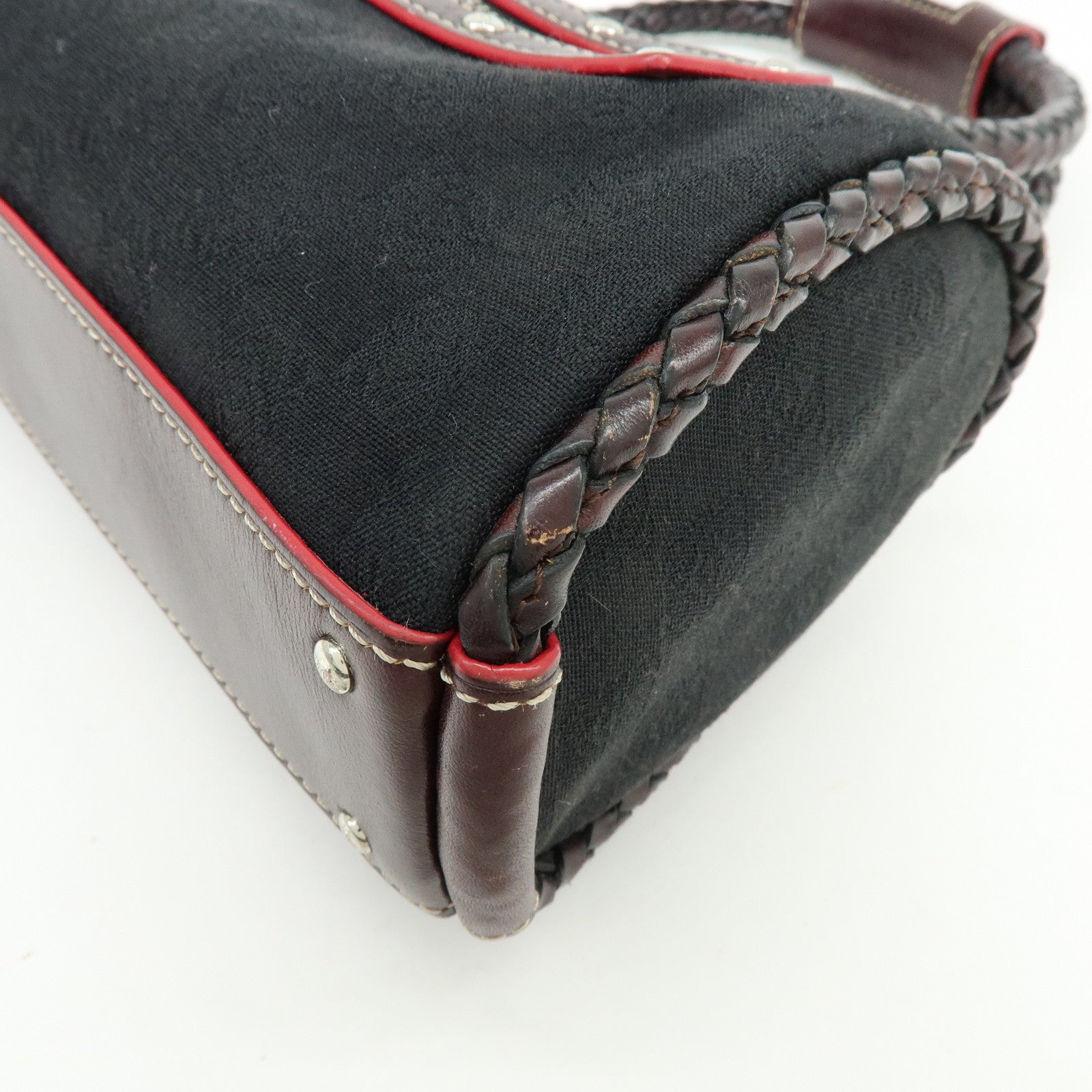 LOEWE Anagram Leather Mini Hand Bag Black Dark Brown