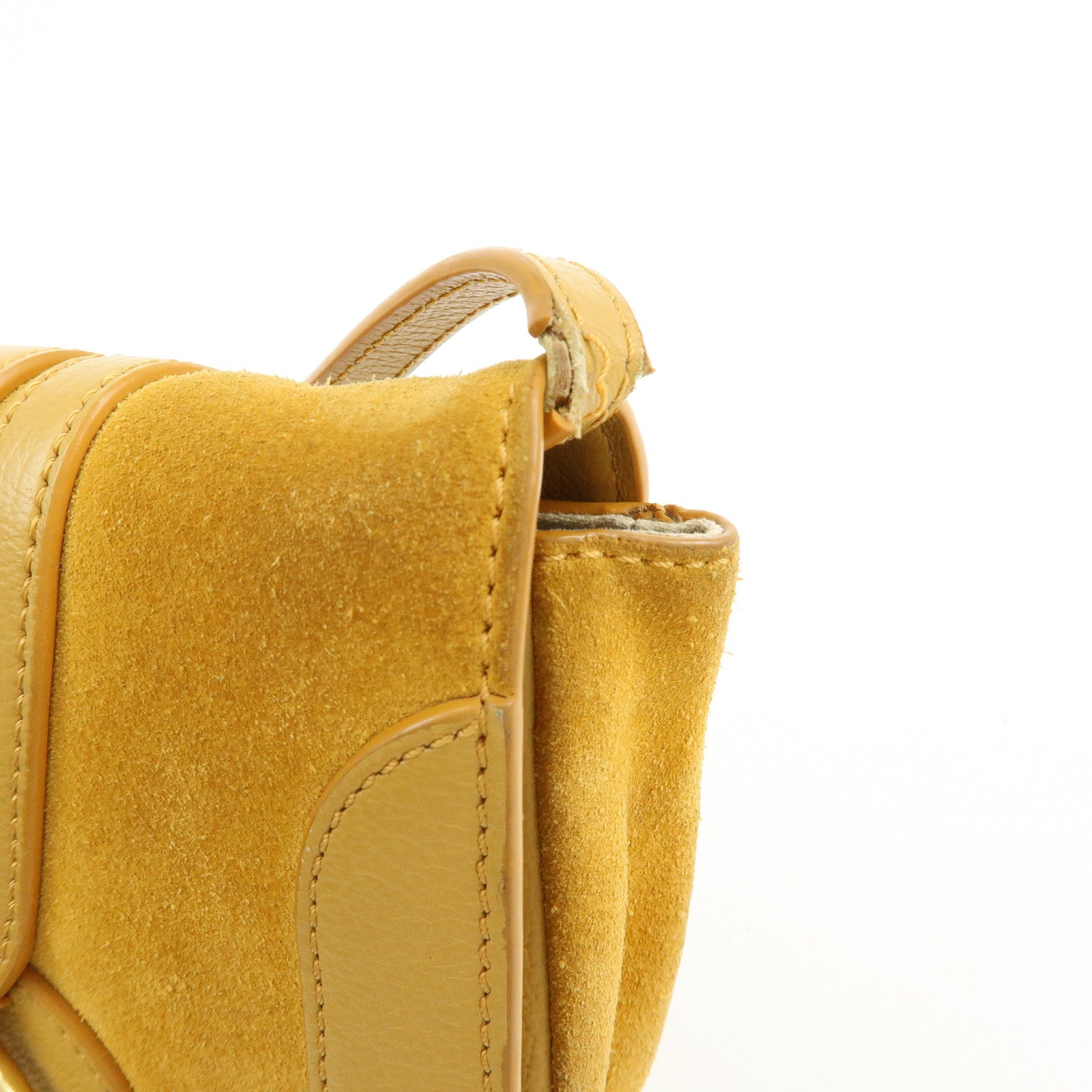 Chloe See by Chloe Suede Joan Leather Shoulder Bag Mustard