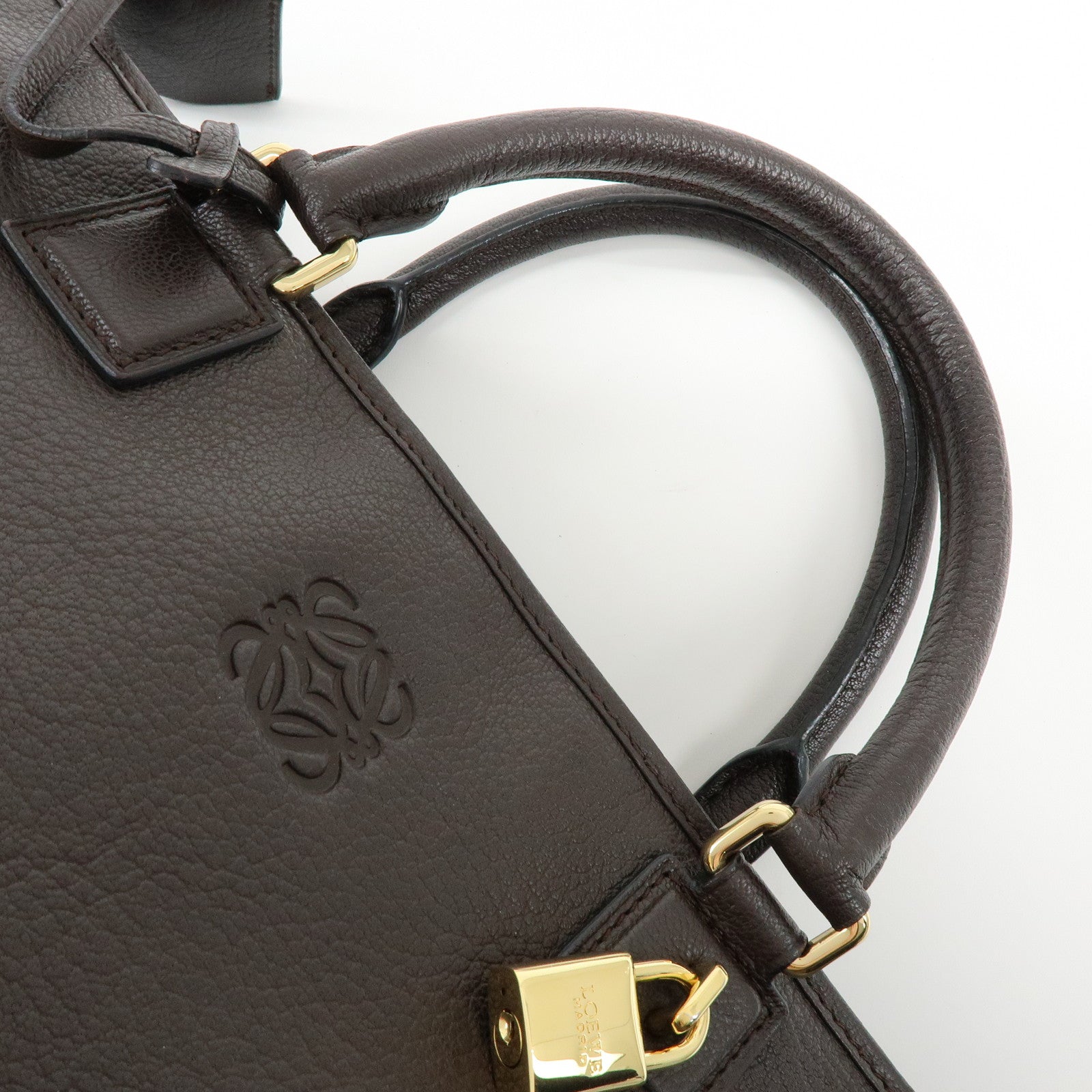 LOEWE Anagram Amazona 36 Hand Bag Boston Bag Dark Brown