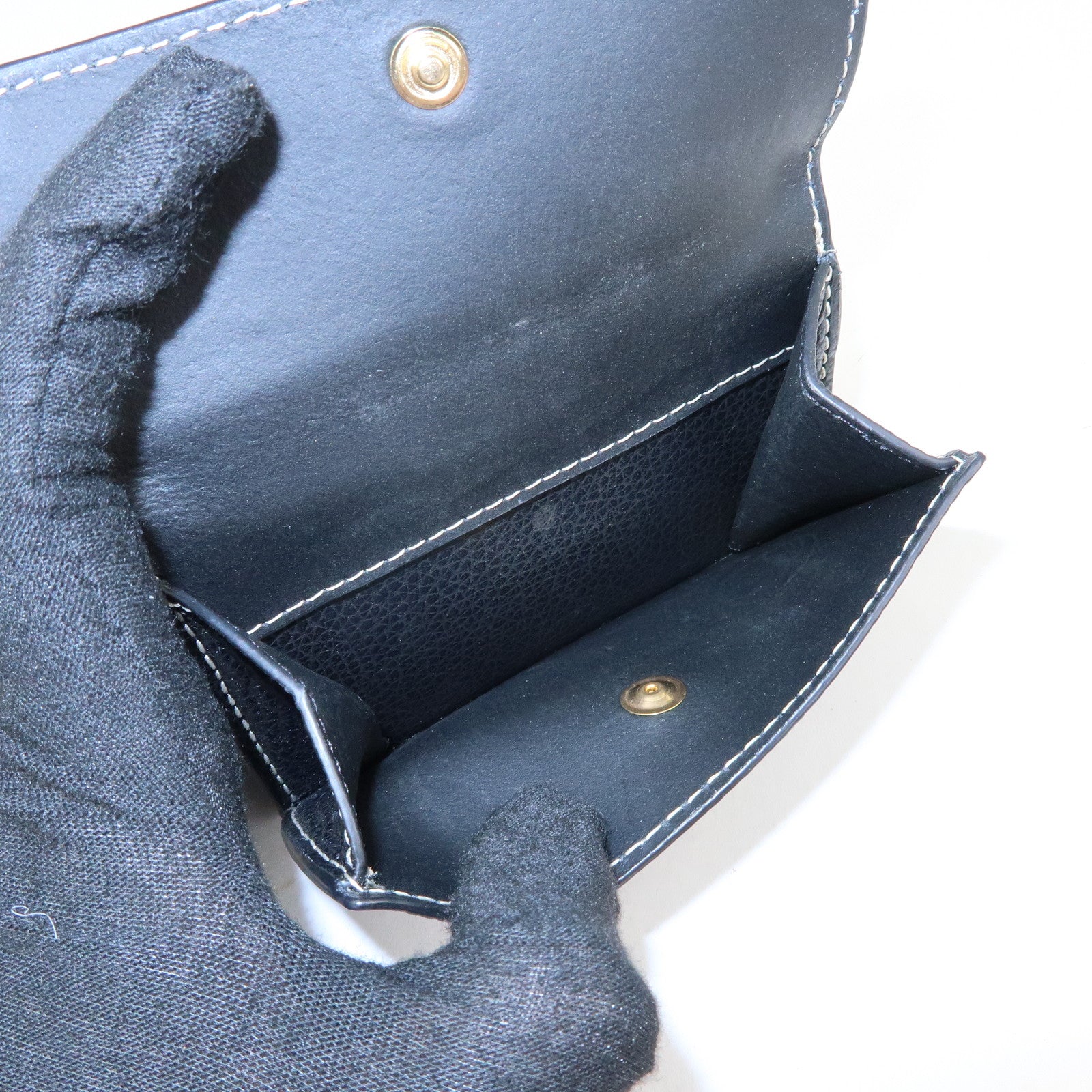 Chloe Darryl Leather Tri-fold Compact Wallet Black