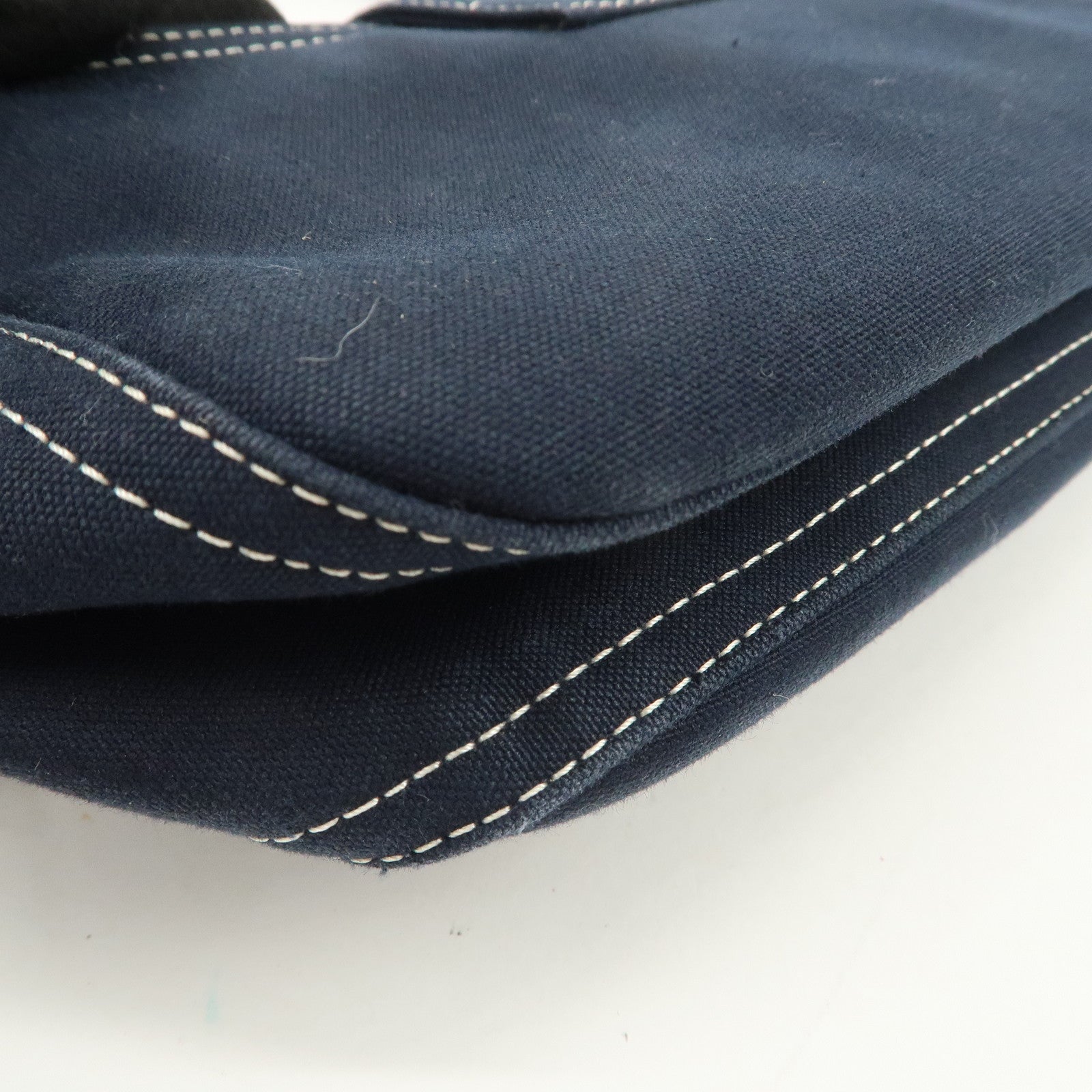 FENDI Logo Canvas Shoulder Bag Hand Bag Dark Navy