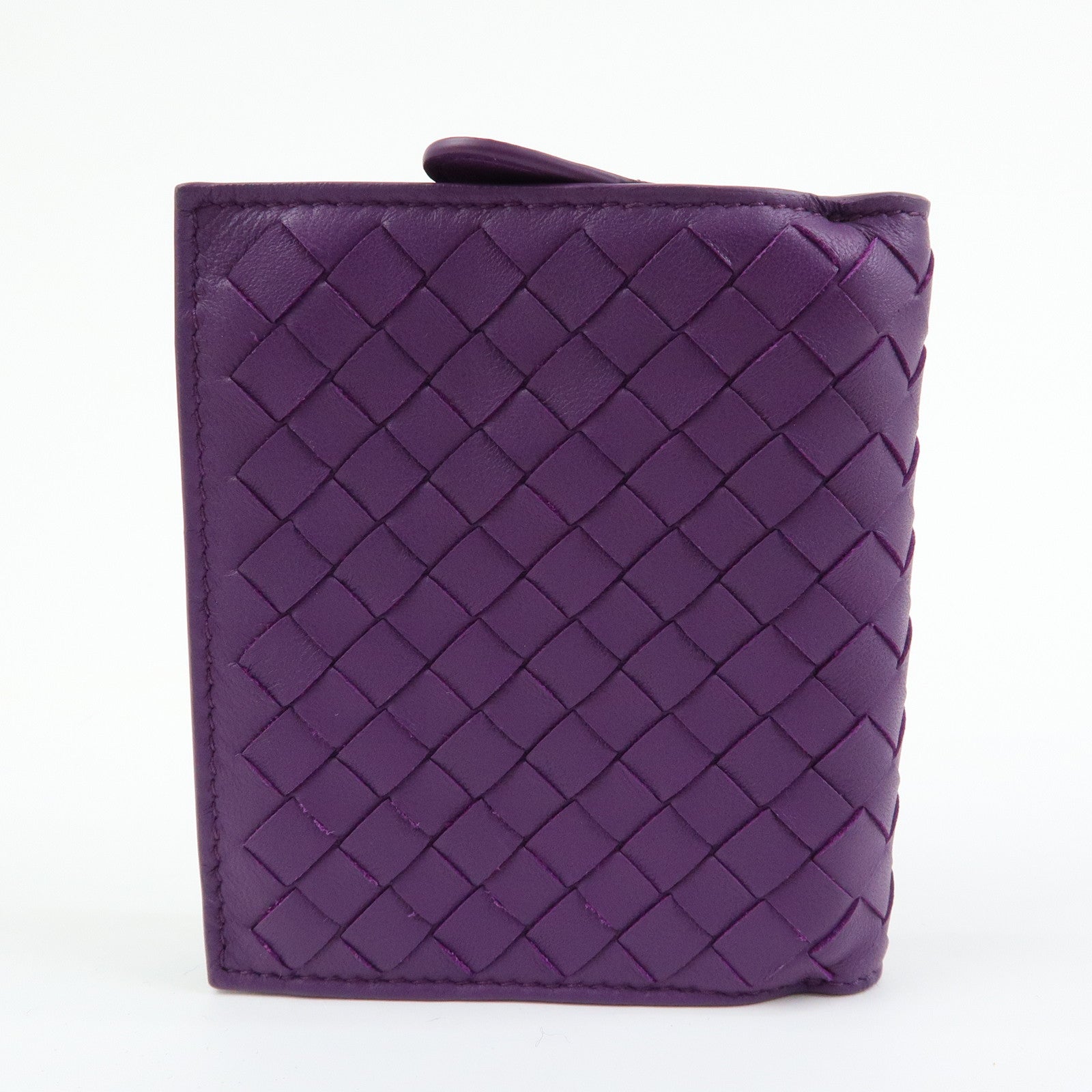 BOTTEGA VENETA Intrecciato Leather Bi-fold Comact Wallet Purple