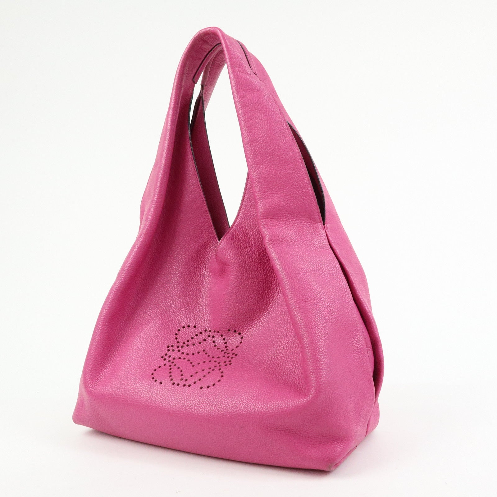 LOEWE Anagram Leather Shoulder Bag Hobo Bag Tote Bag Pink