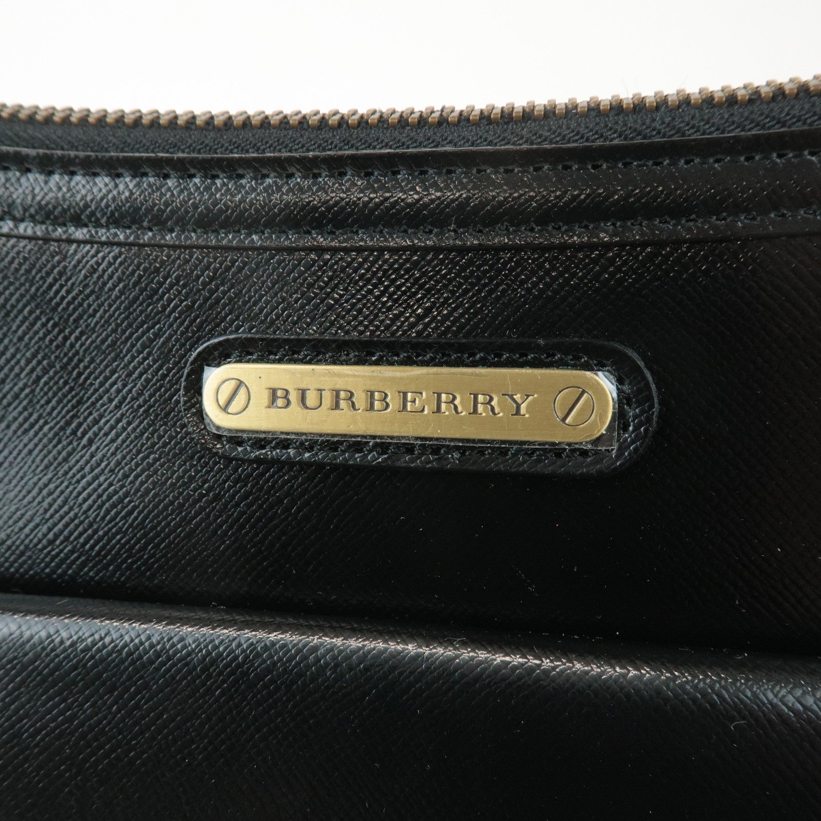 BURBERRY Leather Shoulder Bag Hand Bag Black Gold Hardware