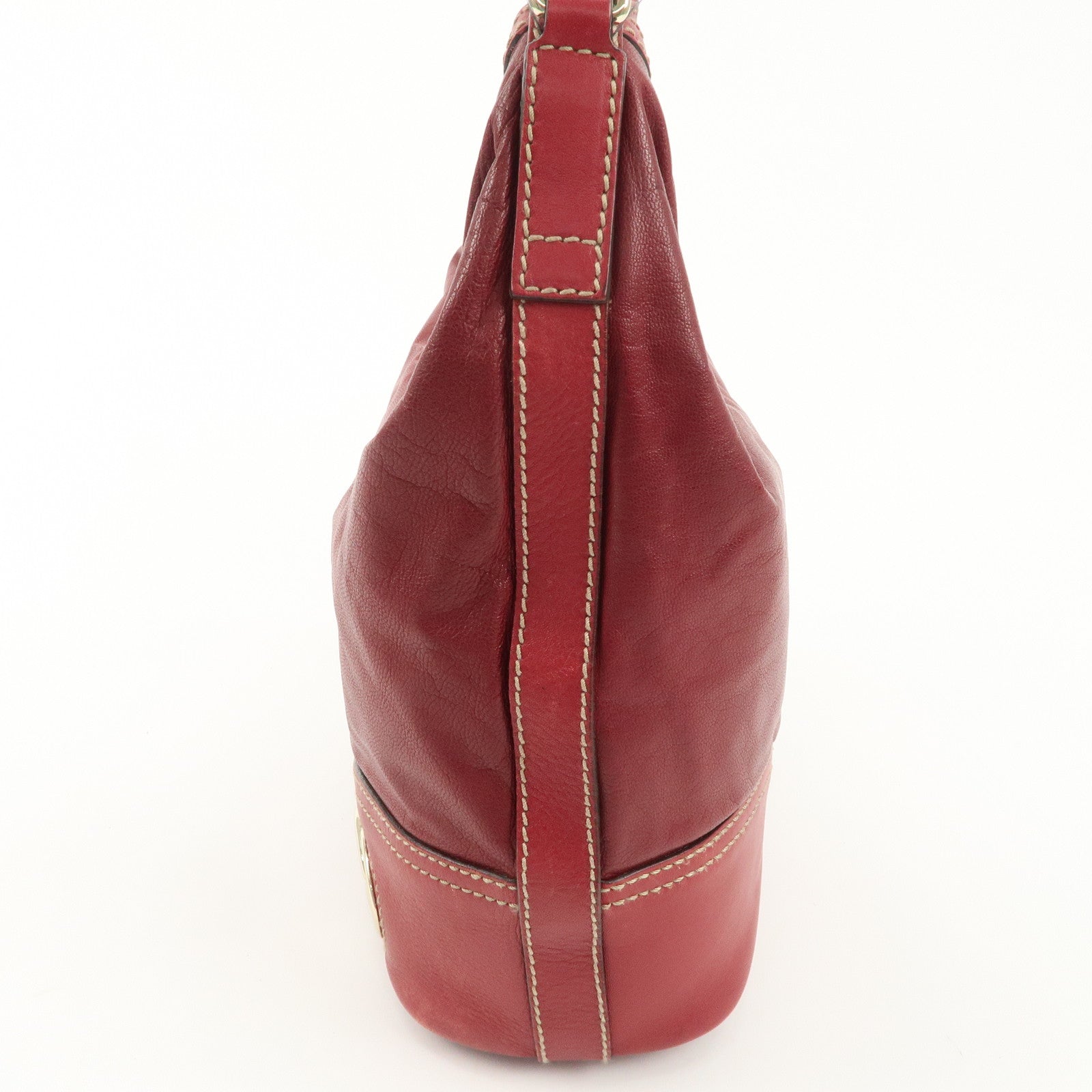 GUCCI New Brit Leather Shoulder Bag Red 182491 Used