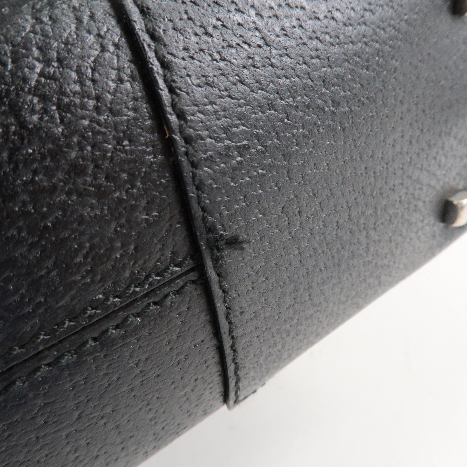 Ferragamo Leather Shoulder bag Hand Bag Black Silver HDW Used