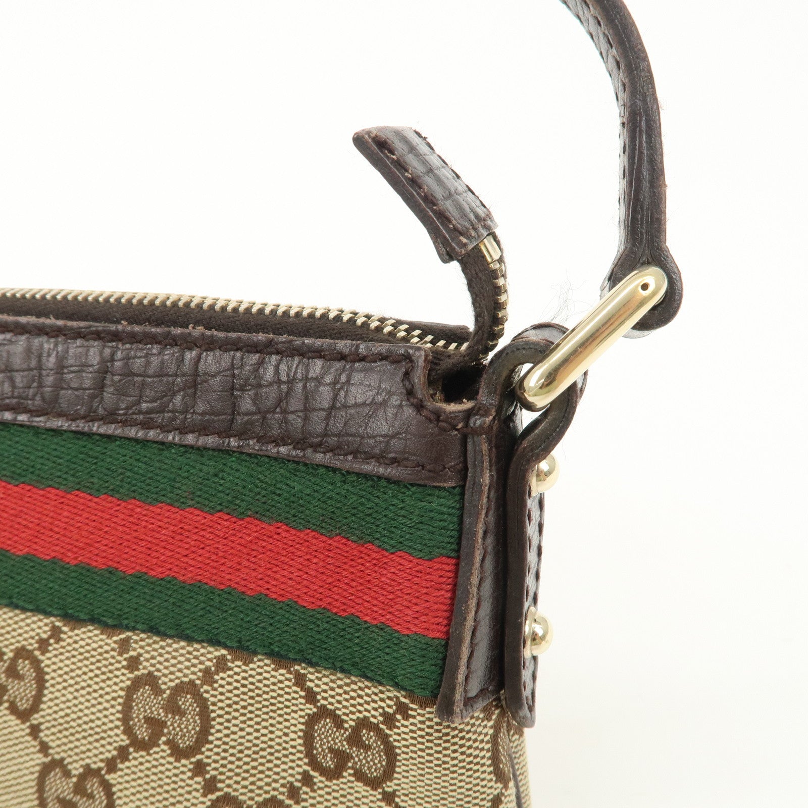 GUCCI Sherry GG Canvas Leather Shoulder Bag Boots Bag Charm 145970 Used