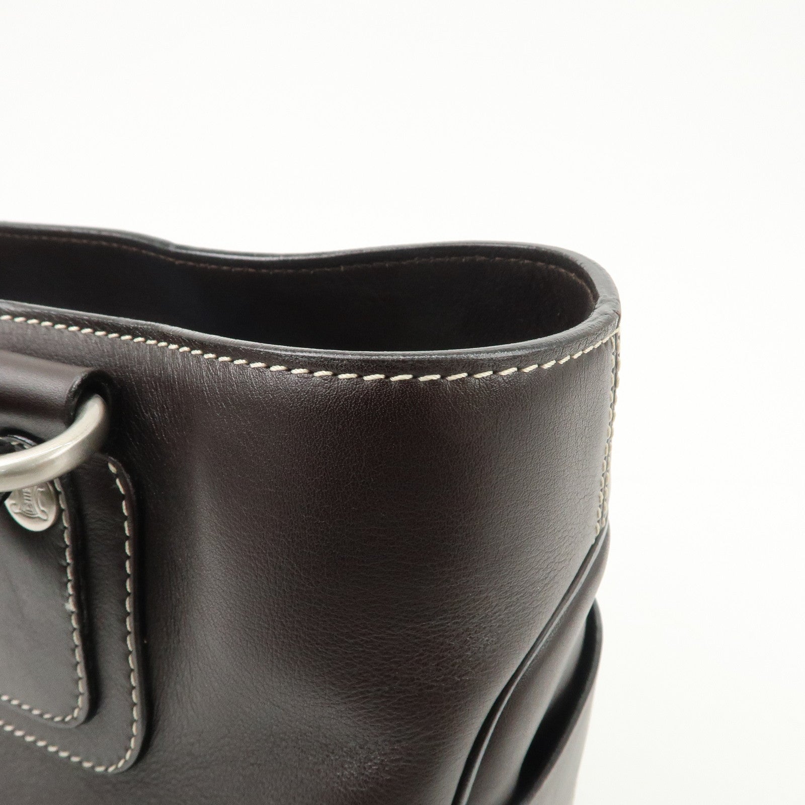 CELINE Leather Boogie Bag Hand Bag Brown Silver HDW CE00/23 Used
