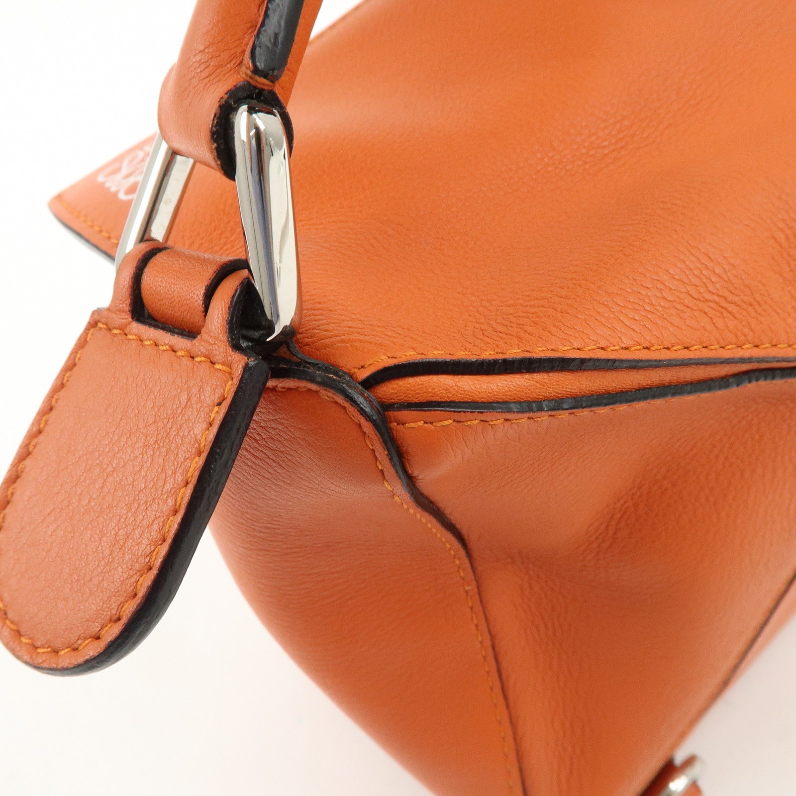 LOEWE Leather Puzzle Bag Small Hand Bag Orange Used