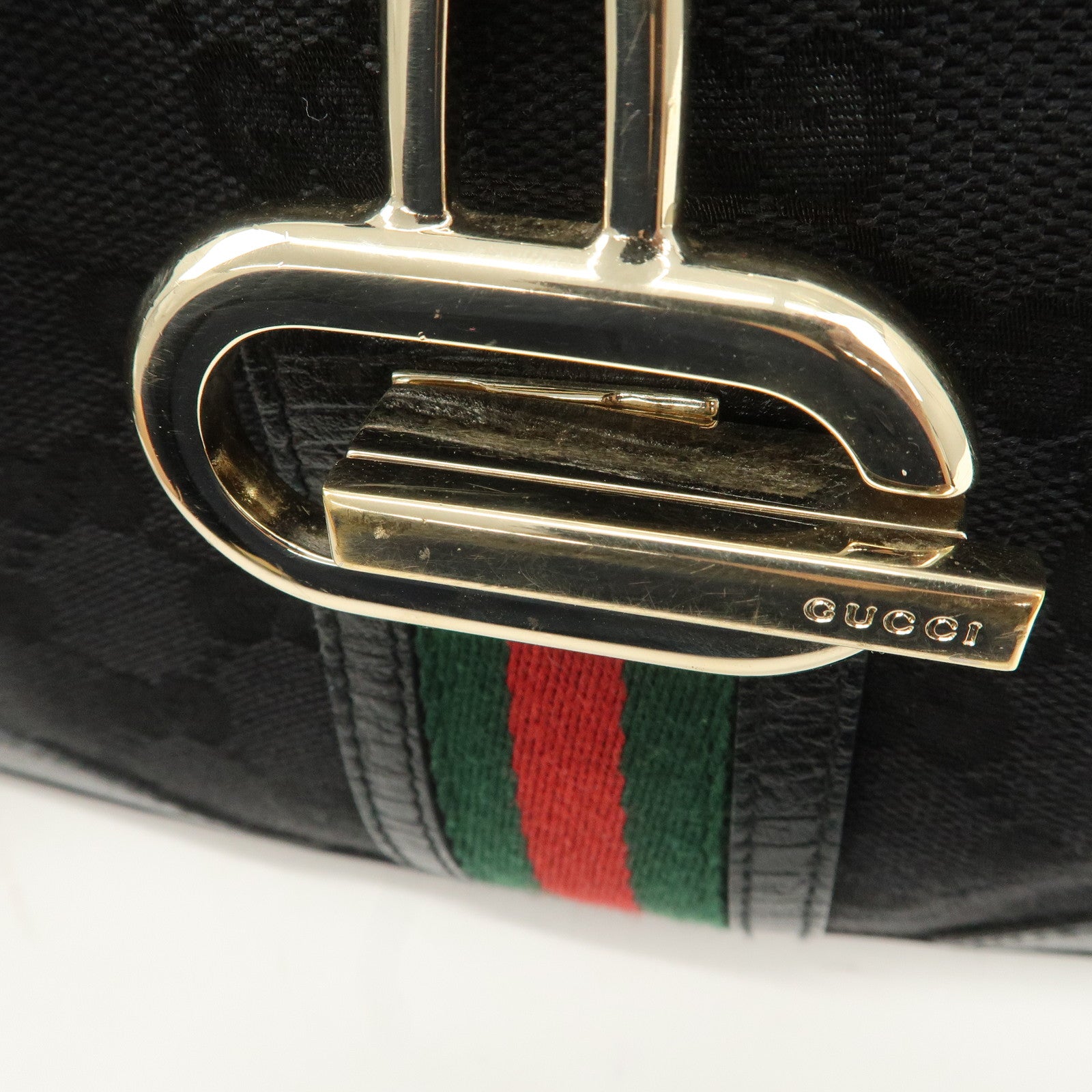 GUCCI Sherry GG Canvas Leather Shoulder Bag Black 130779