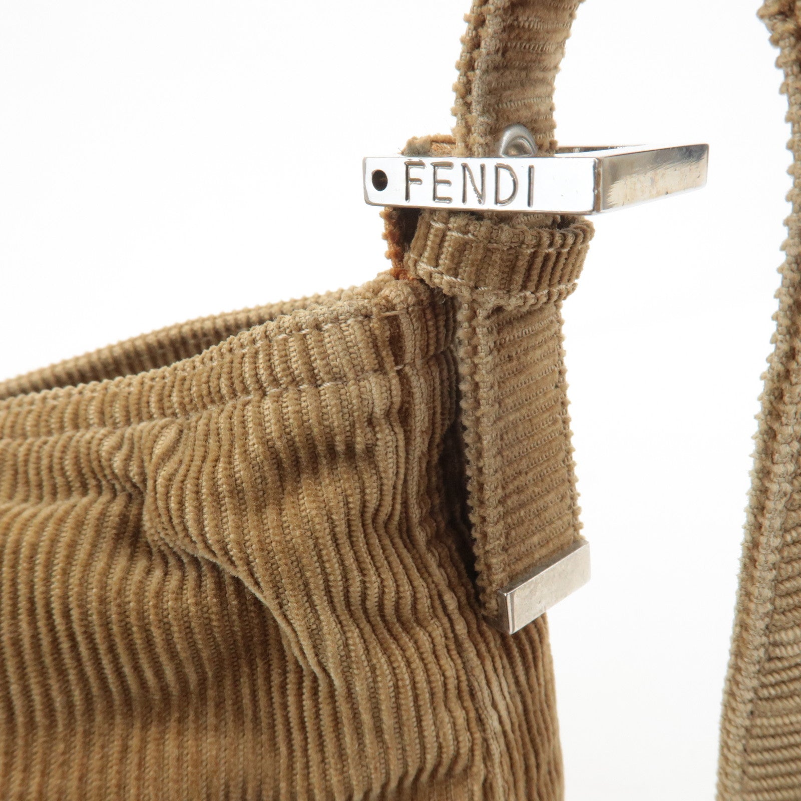 FENDI Corduroy Shoulder Bag Khaki 214526727009 Used