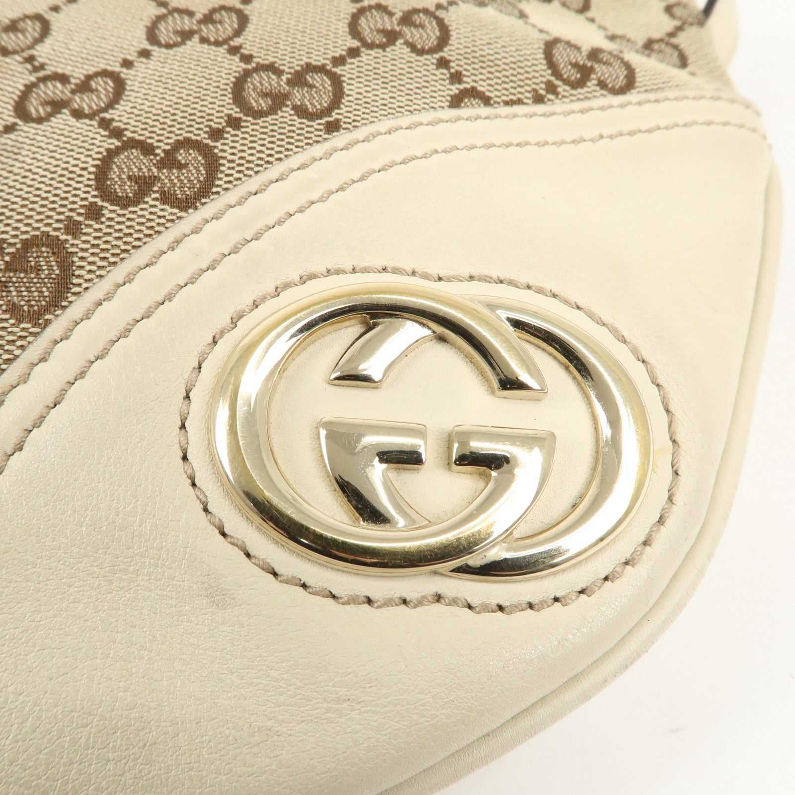 GUCCI Interlocking G Abbey GG Canvas Leather Shoulder Bag 169998