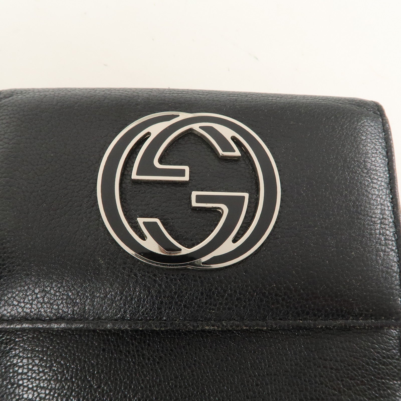 GUCCI Interlocking G Leather Bi-fold Wallet Black 131020