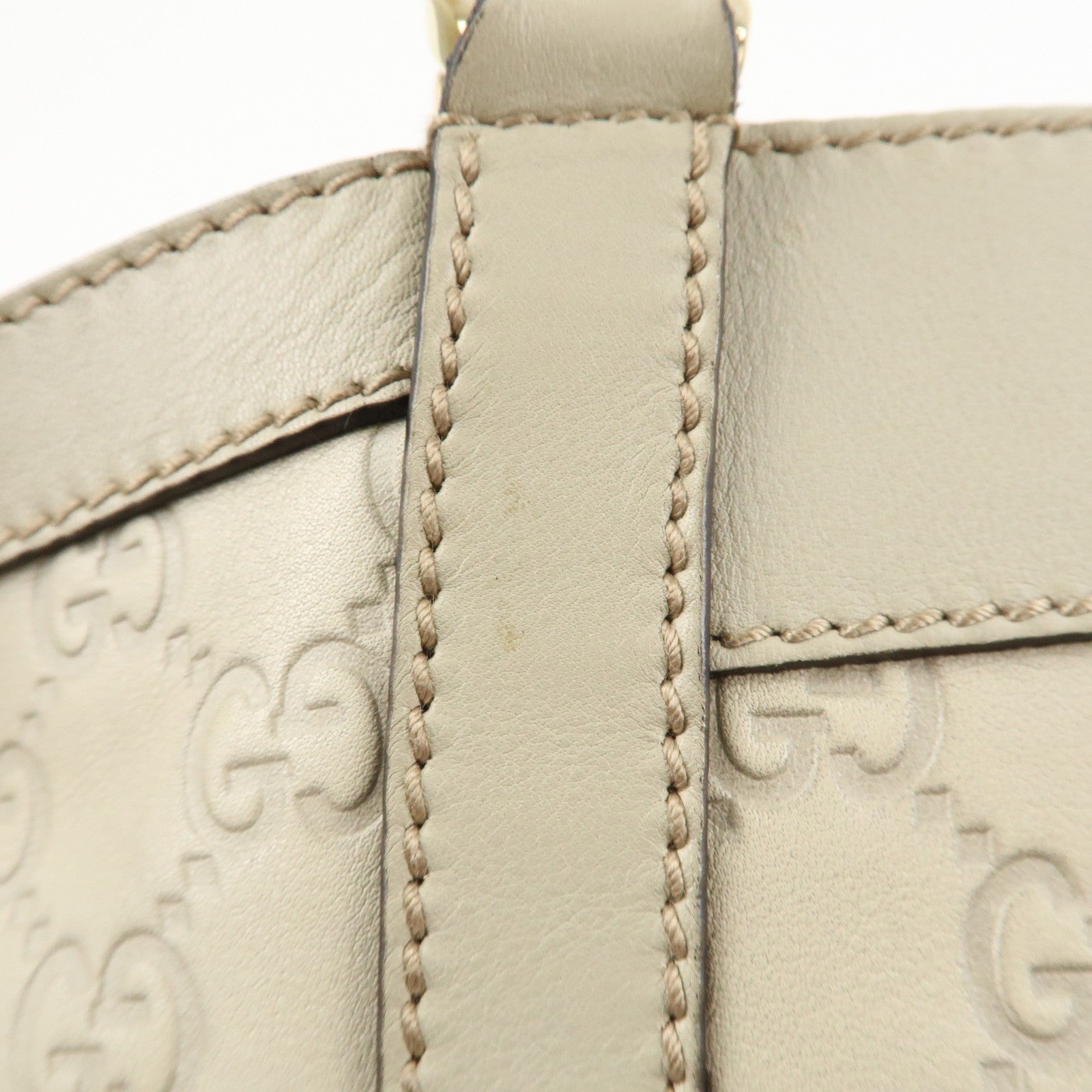 GUCCI Abbey GG Canvas Leather Shoulder Bag Ivory 211983