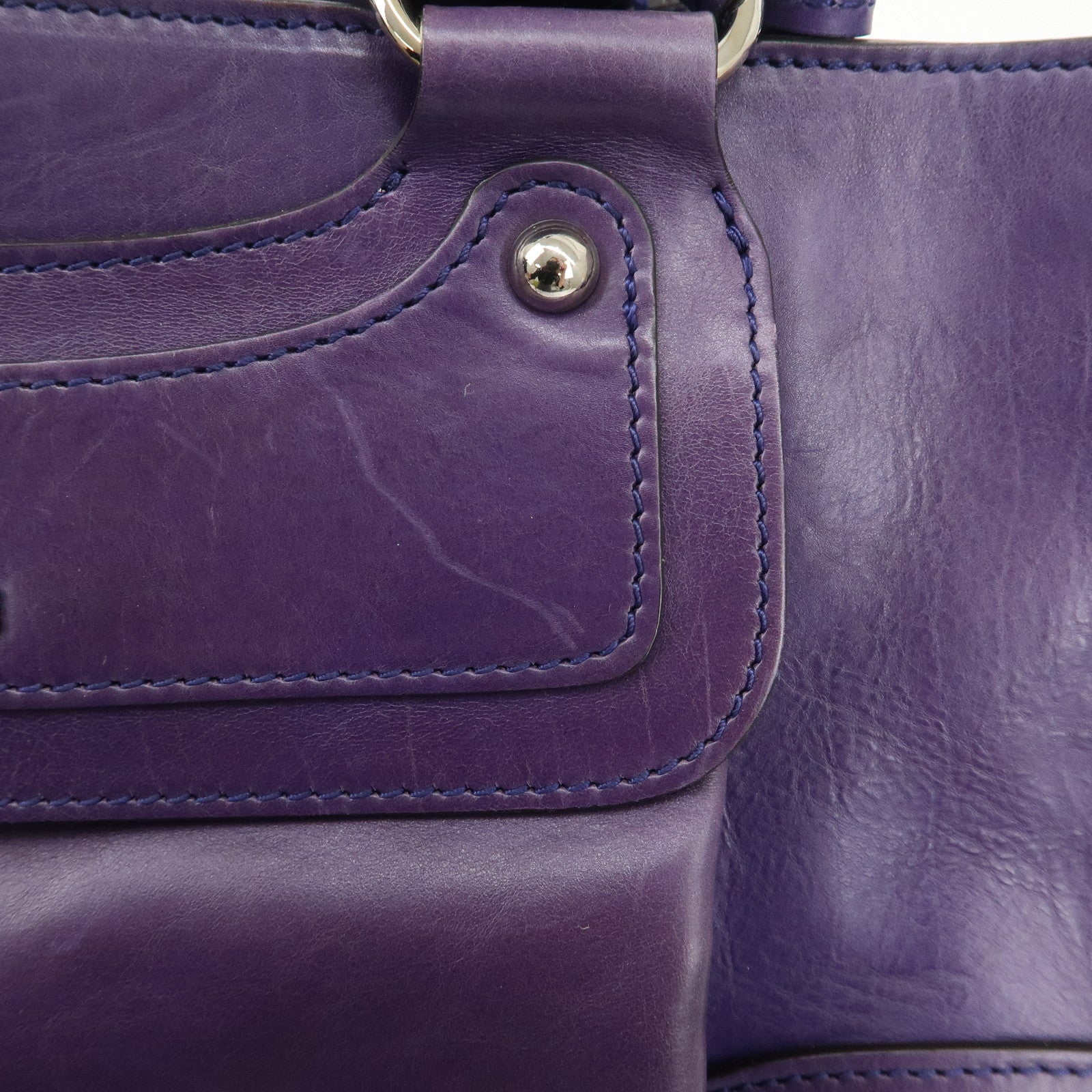 CELINE Leather Boogie Bag Hand Bag Purple Used