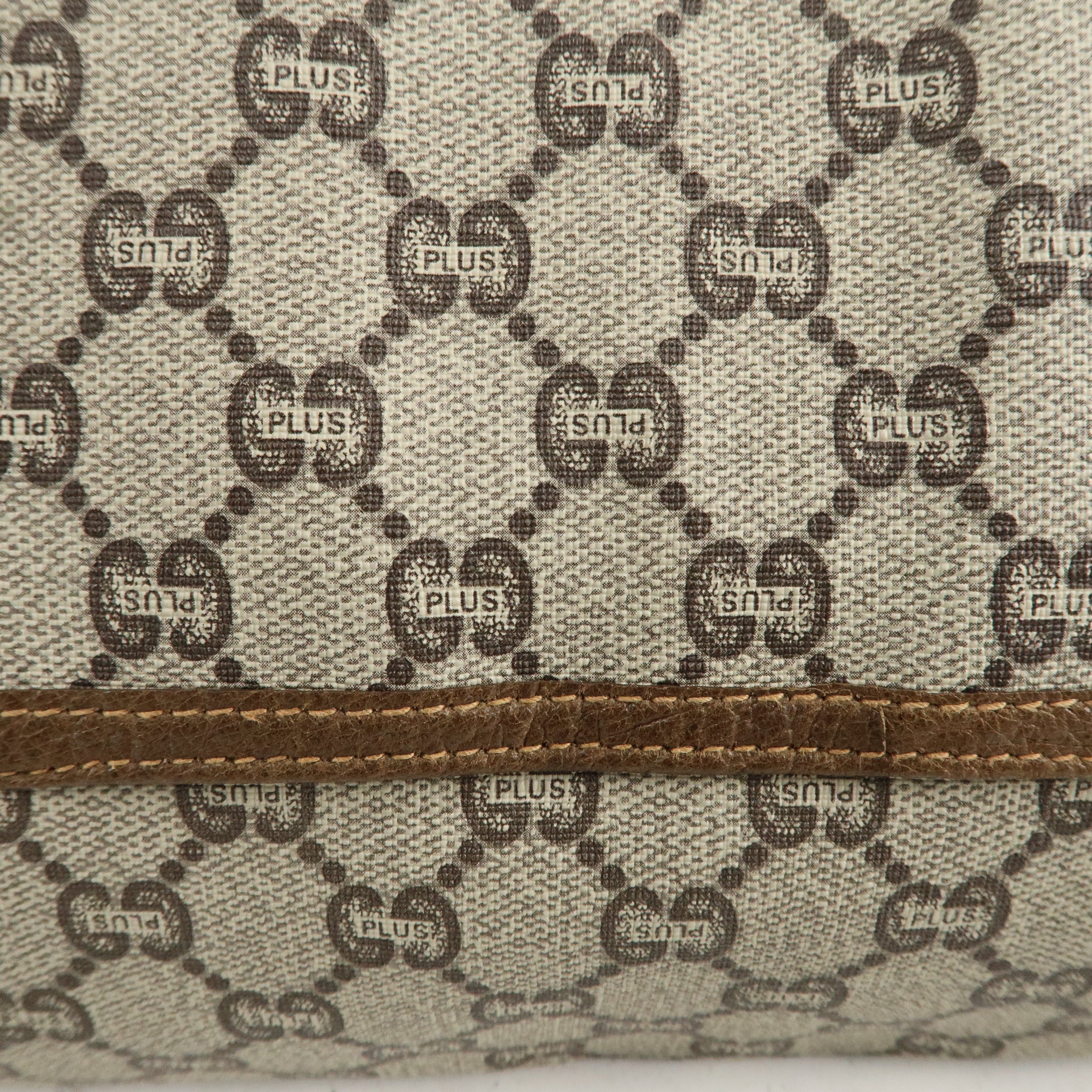 GUCCI Sherry GG Plus Leather Tote Bag Shoulder Bag Beige Brown