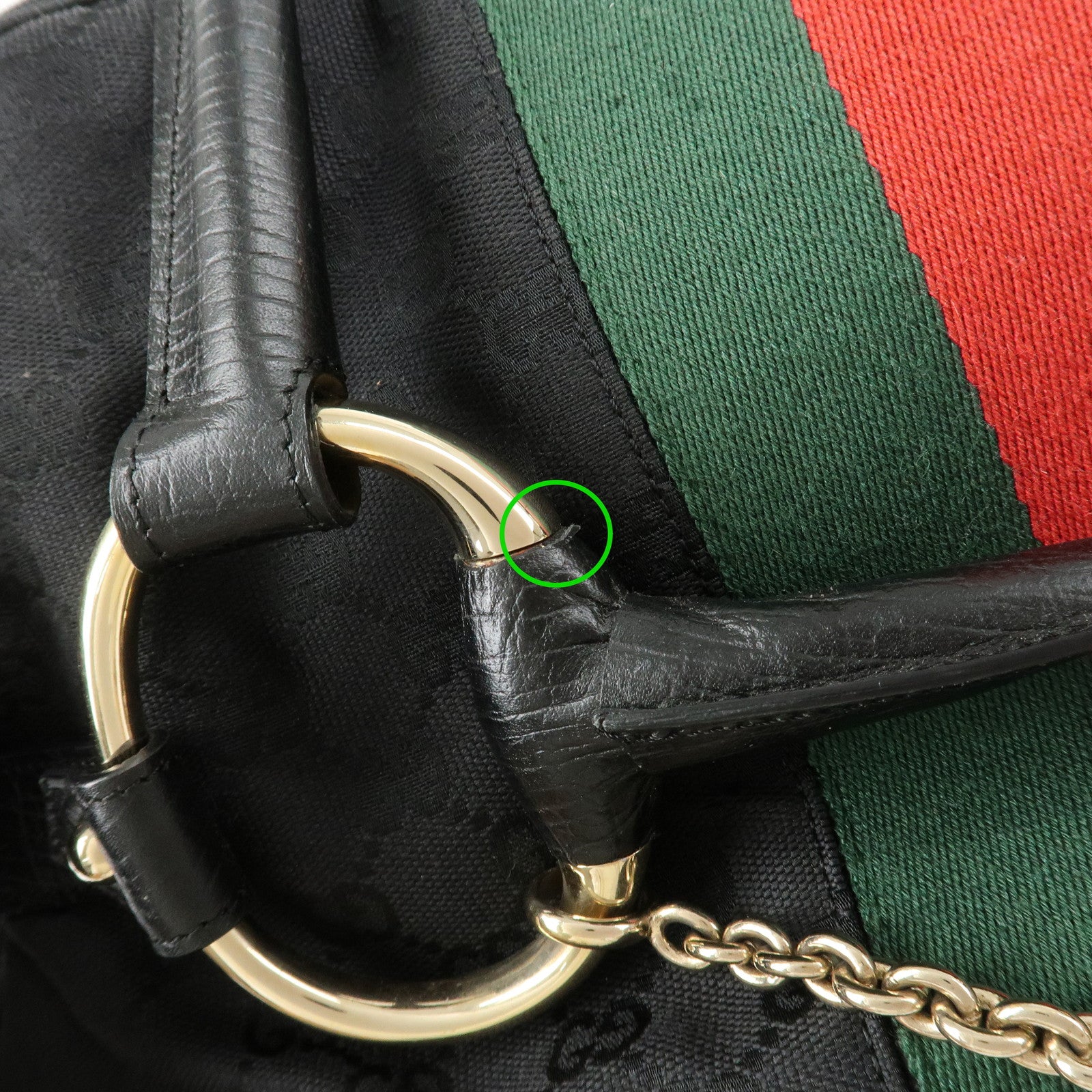 GUCCI Sherry Horsebit GG Canvas Leather Boston Bag 131021