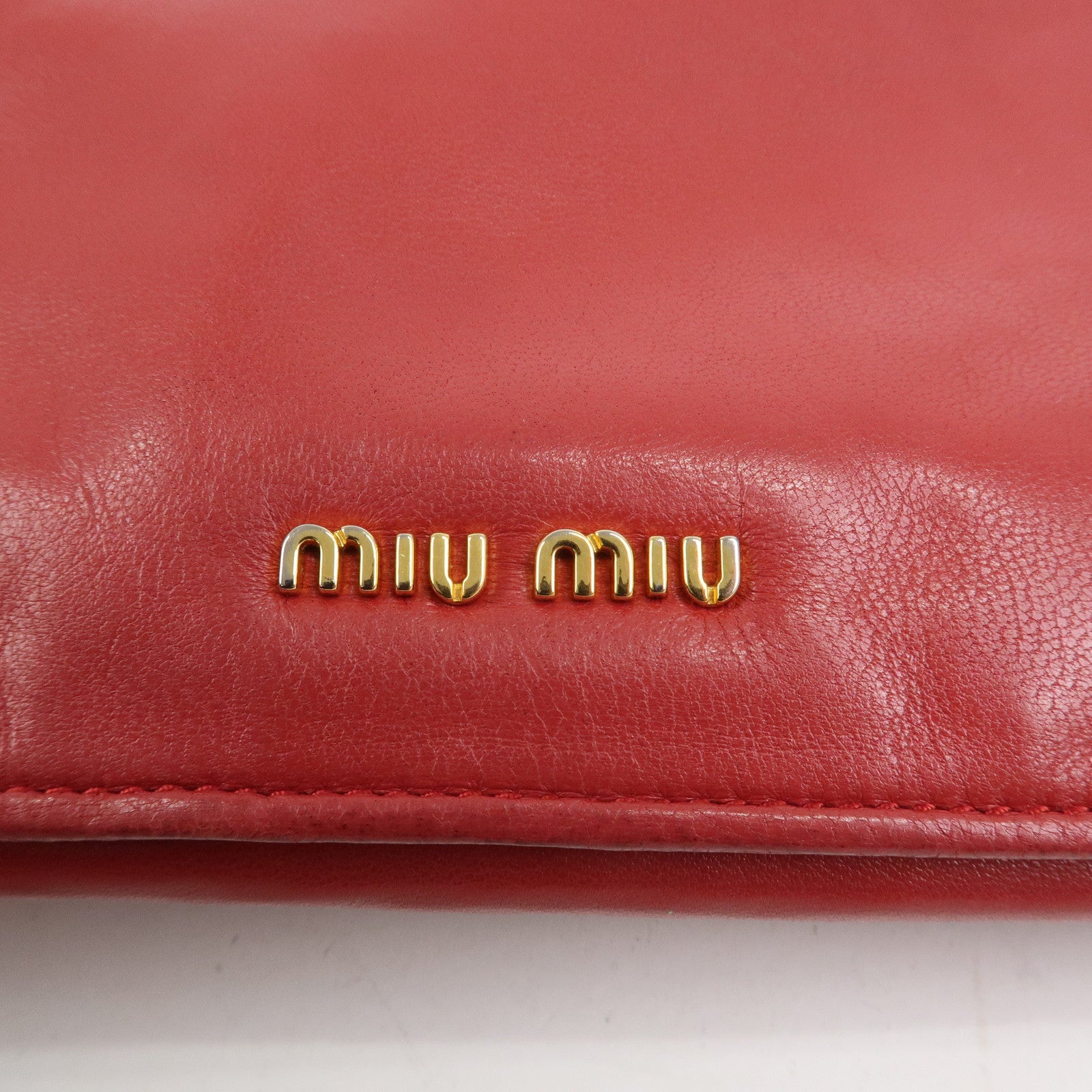 MIU MIU Logo Nappa Leather Shoulder Bag Crossbody Bag Red