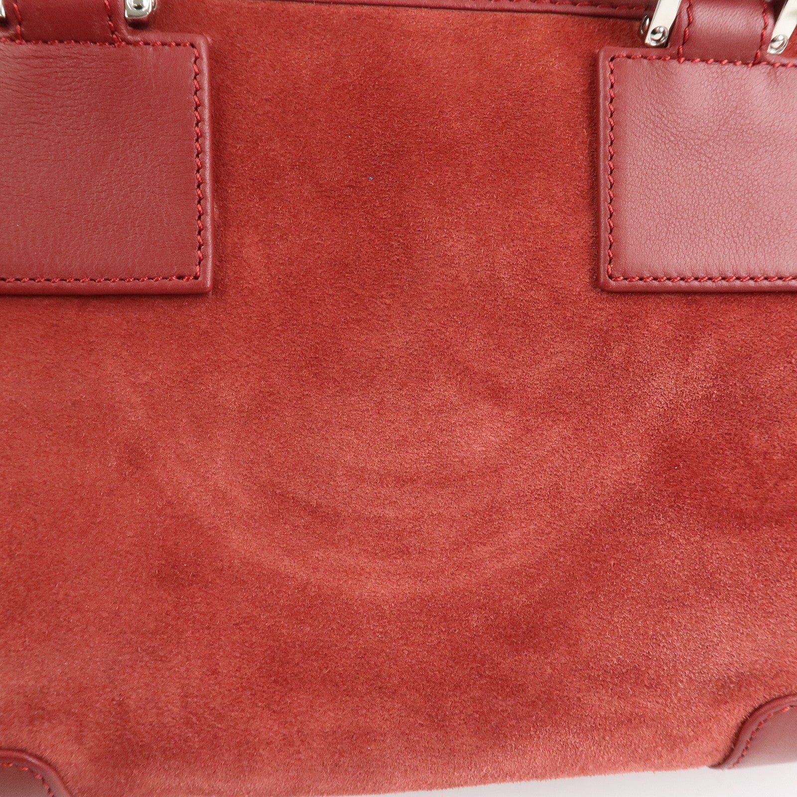 LOEWE Anagram Suede Leather Amazona 28 Hand Bag Red Silver HDW Used