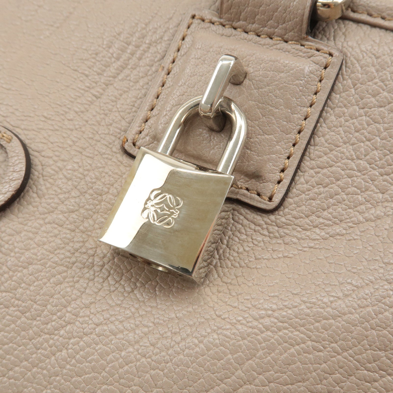 LOEWE Leather Amazona 28 Early Model Hand Bag Greige