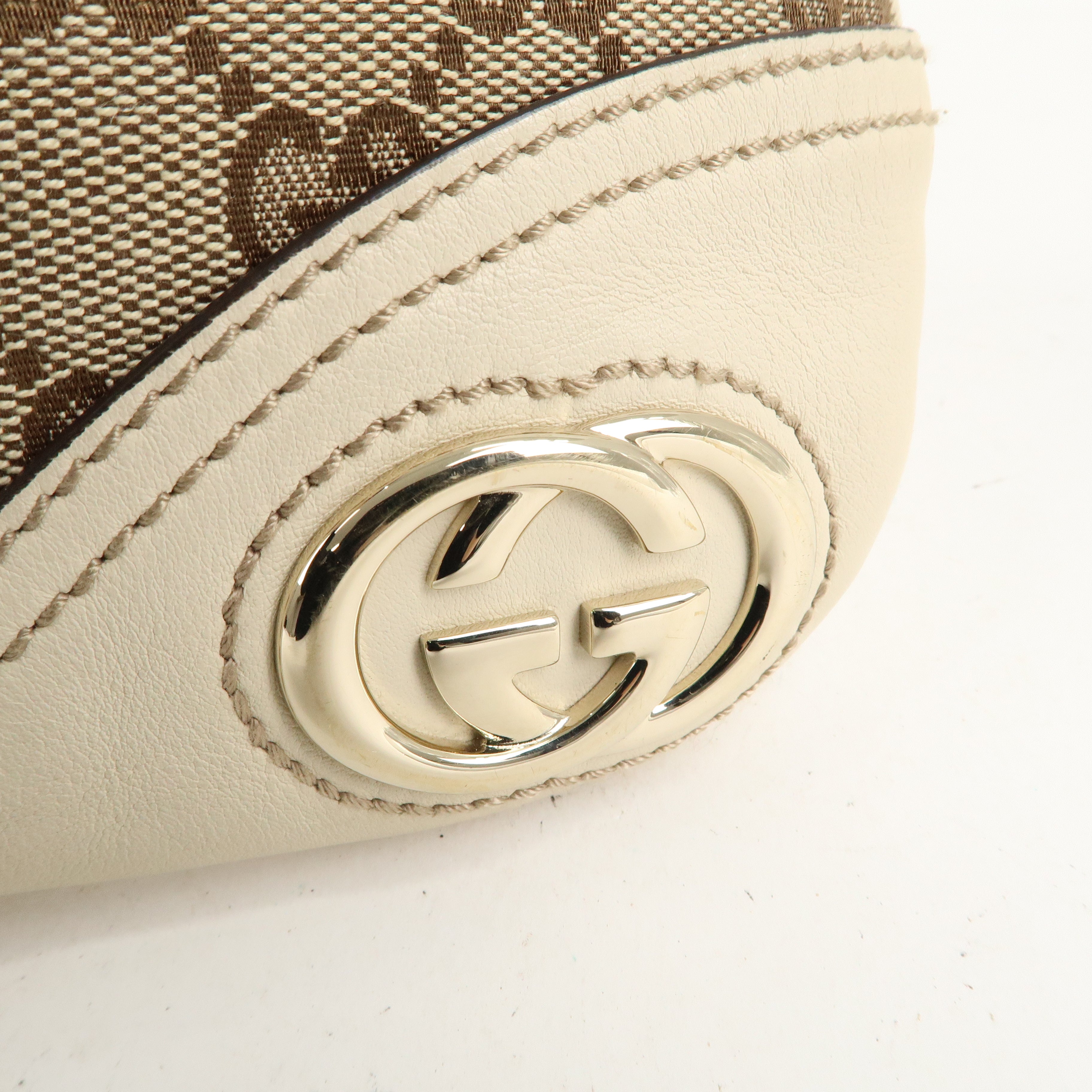 GUCCI Interlocking G Sherry GG Canvas Leather Shoulder Bag 169947