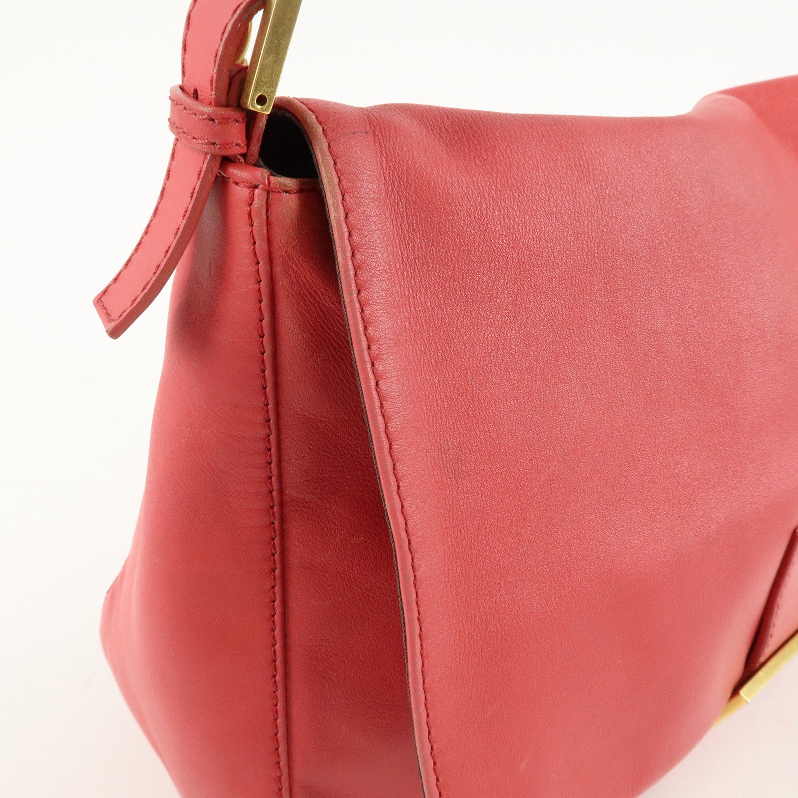 FENDI Big Mamma Baguette Leather Chain Shoulder Bag Pink 8BR638 Used