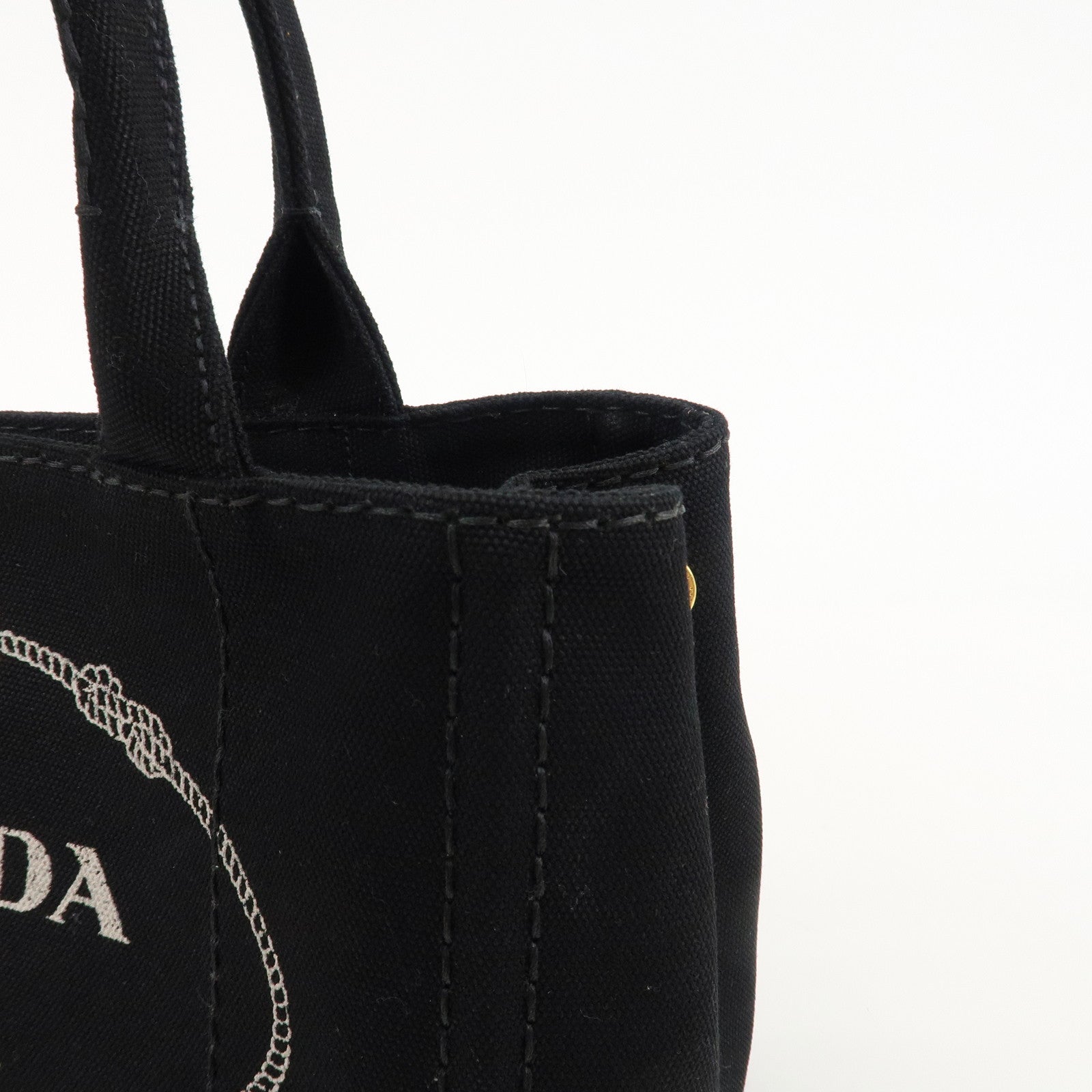 PRADA Logo Canapa Canvas 2way Tote Bag Hand Bag Black BN2642