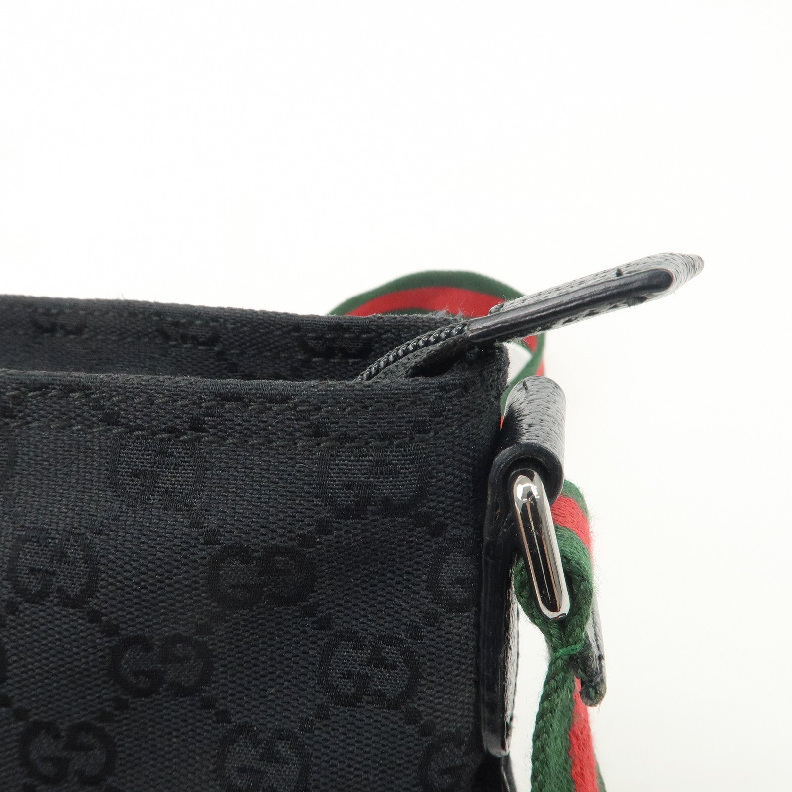 GUCCI Sherry GG Canvas Leather Shoulder Bag Black 189749