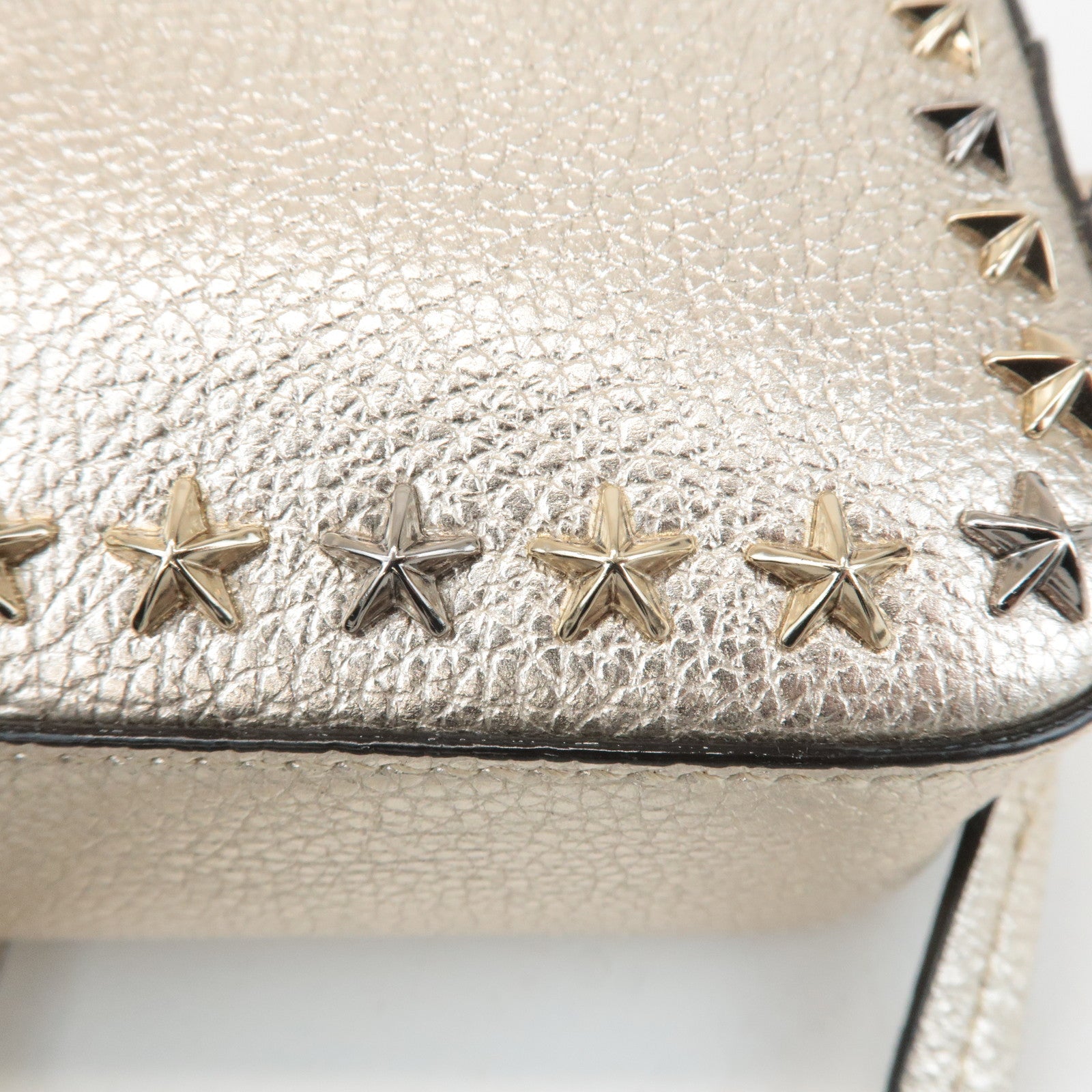JIMMY CHOO Leather Studs Small Shoulder Bag Silver Used