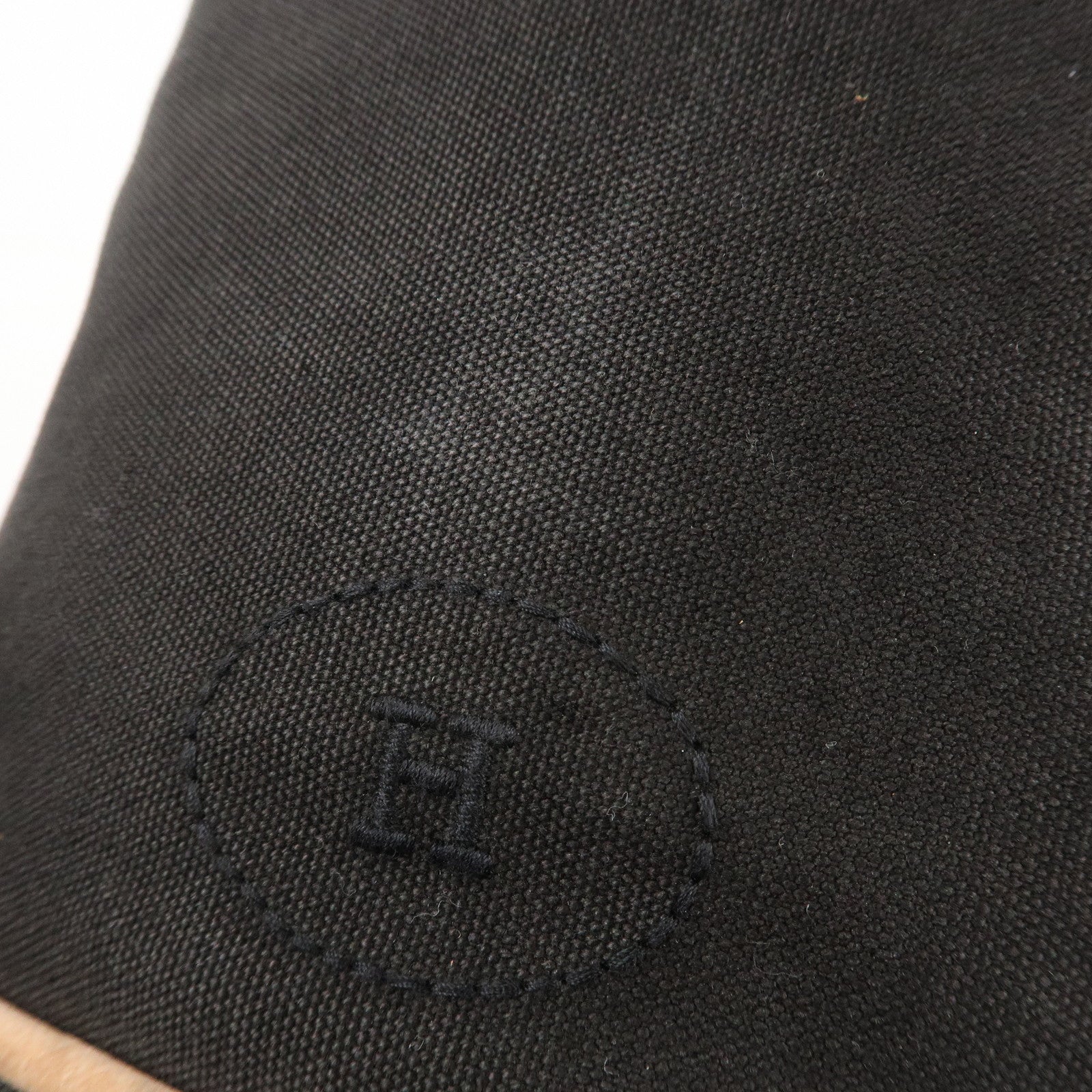 HERMES Cotton Canvas Leather  Polochon Mimile PM Black Used