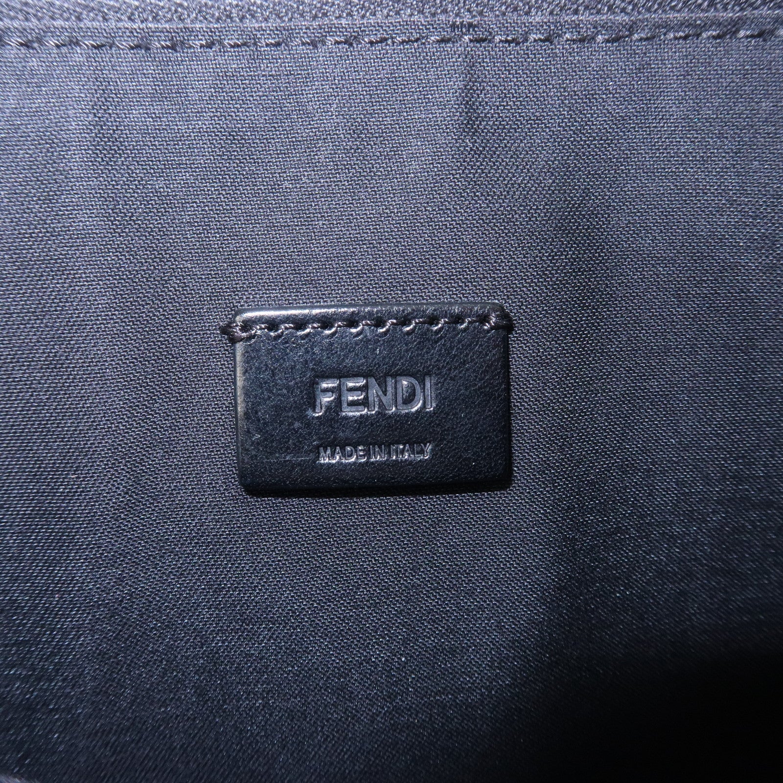 FENDI Zucca Leather Clutch Bag Hand Bag  Black 7N0078 Used