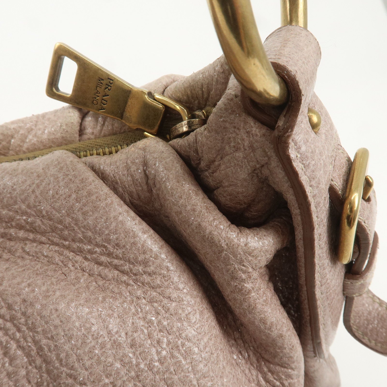 PRADA Leather Chain One-Shoulder Bag Pink Beige BR4243