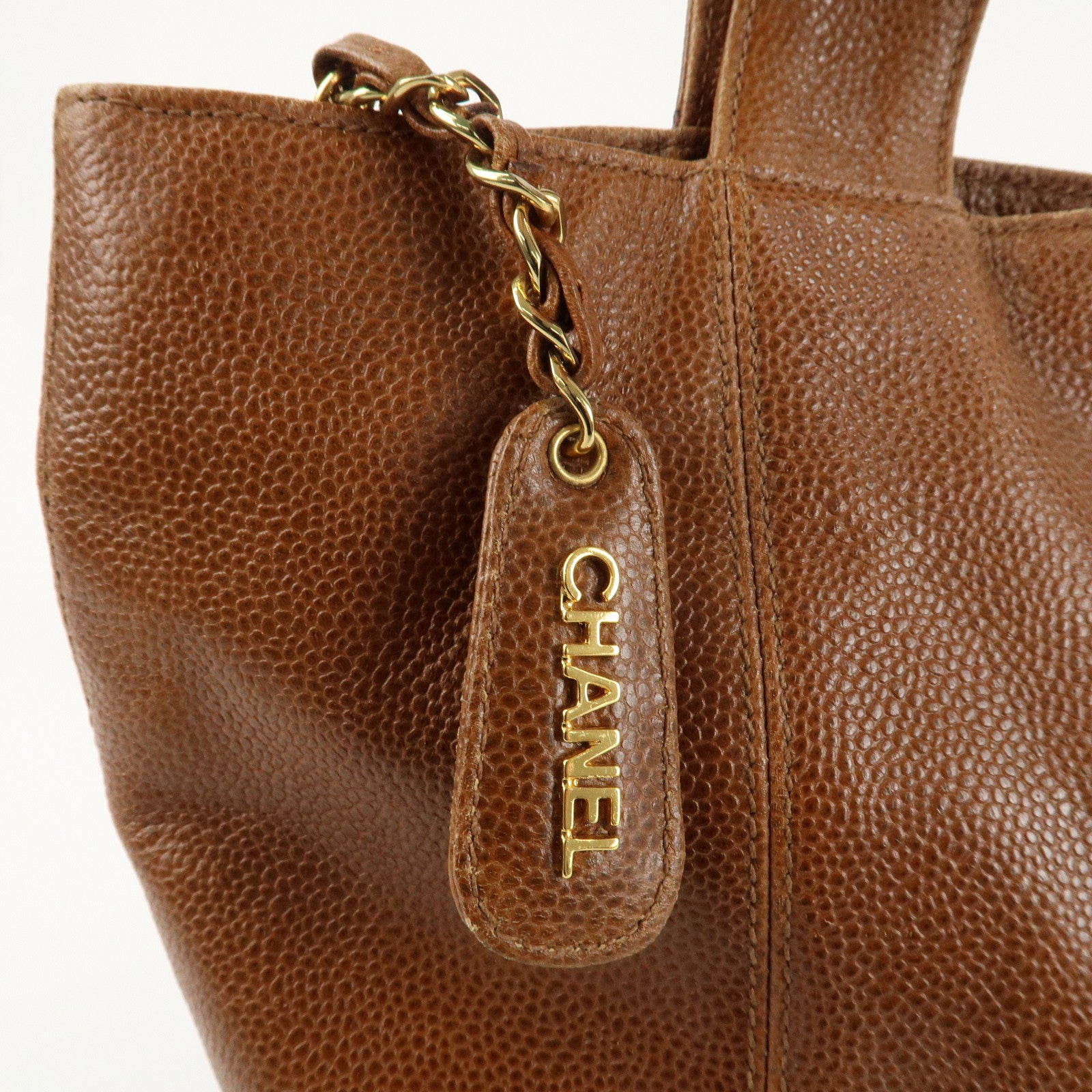 CHANEL Caviar Skin COCO Mark Tote Bag Shoulder Bag Brown