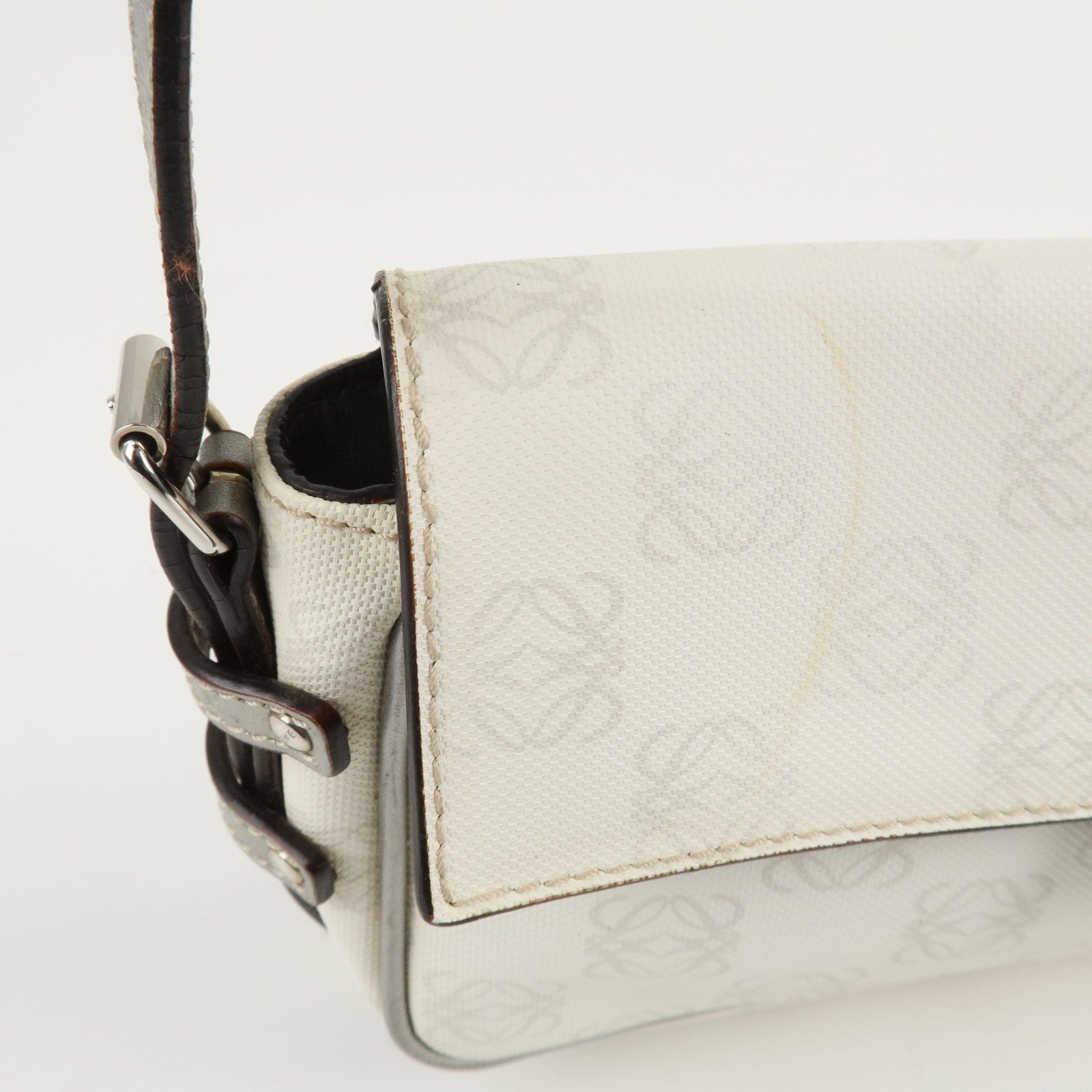 LOEWE Anagram Canvas Leather One-Shoulder Bag Ivory 290711