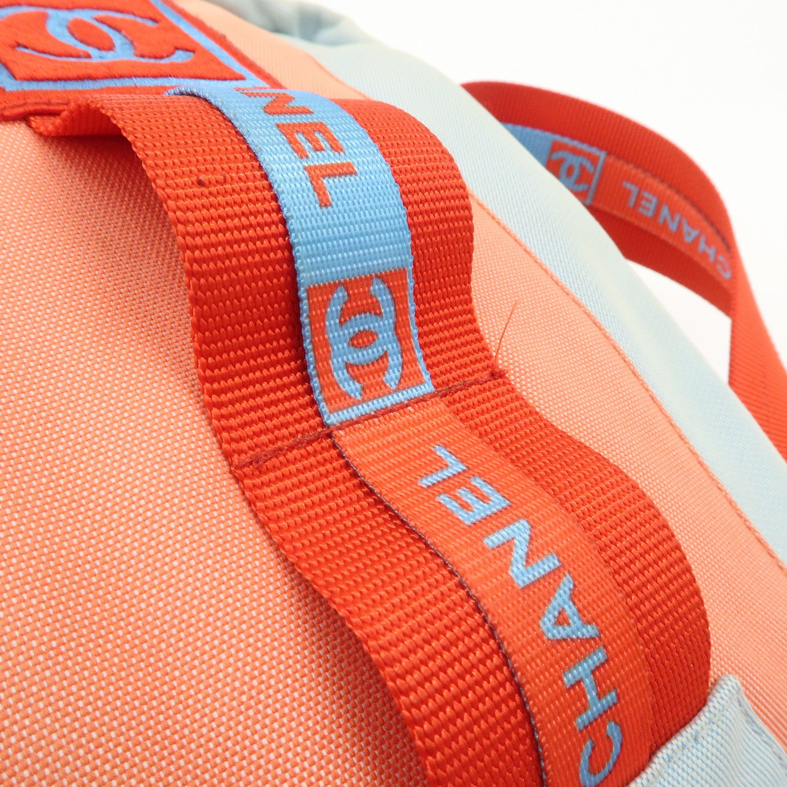 CHANEL Sports Nylon Canvas COCO Mark Shoulder Bag Blue Red Used