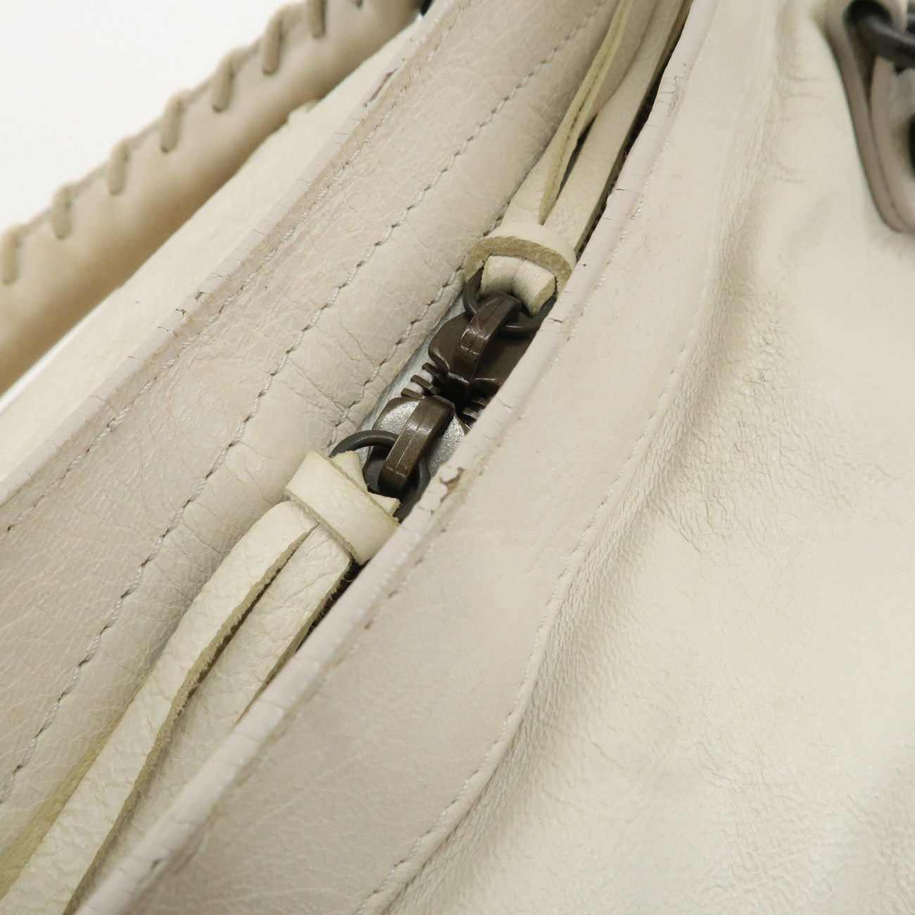 BALENCIAGA The City Leather 2Way Shoulder Bag Ivory 115748