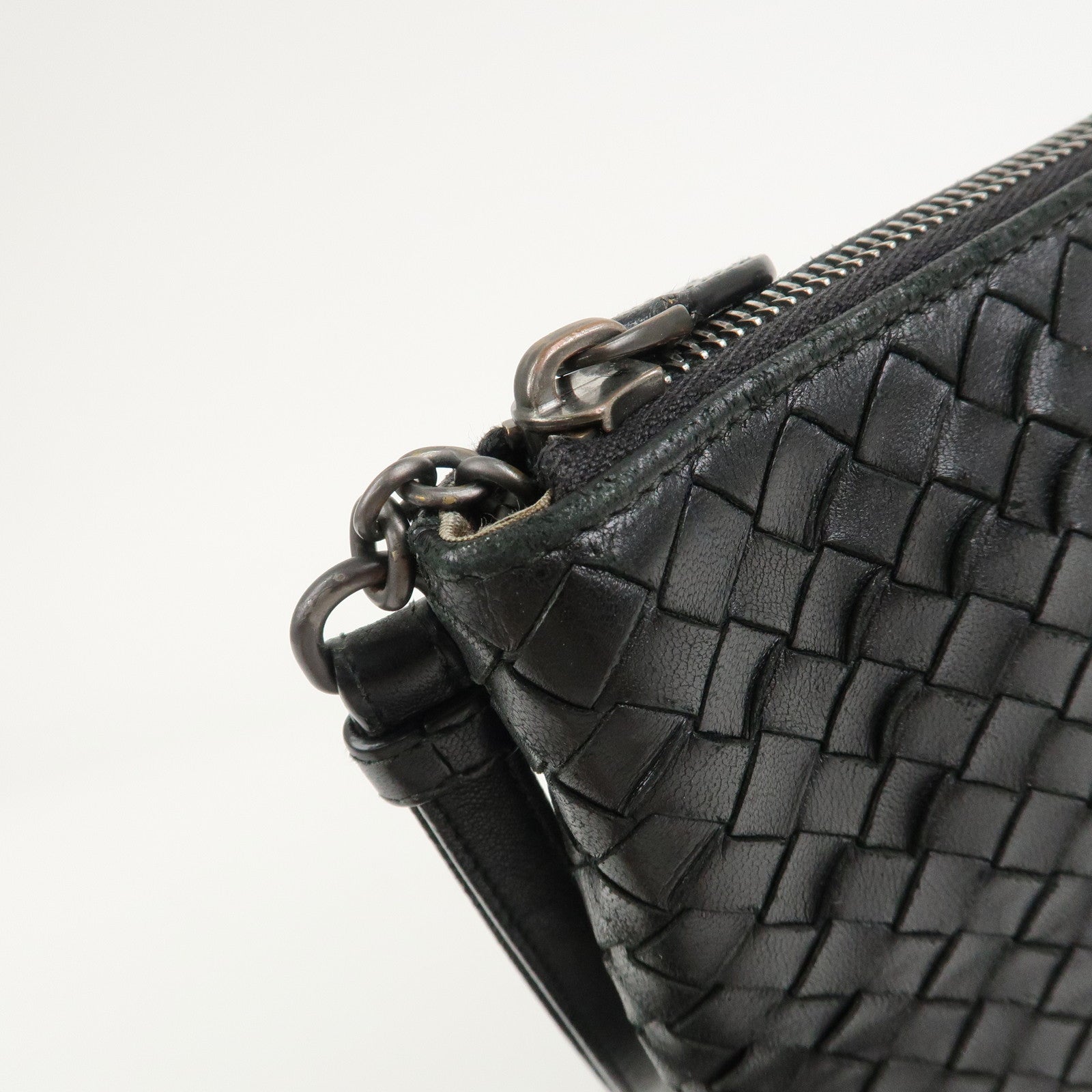 BOTTEGA VENETA Intrecciato Leather Clutch Bag Black